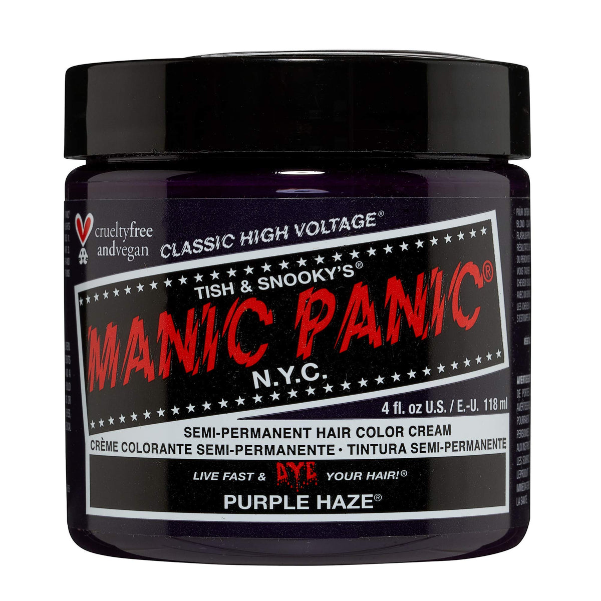 Black Manic Panic Semi Permanent Purple Haze Hair Dye, 4 oz