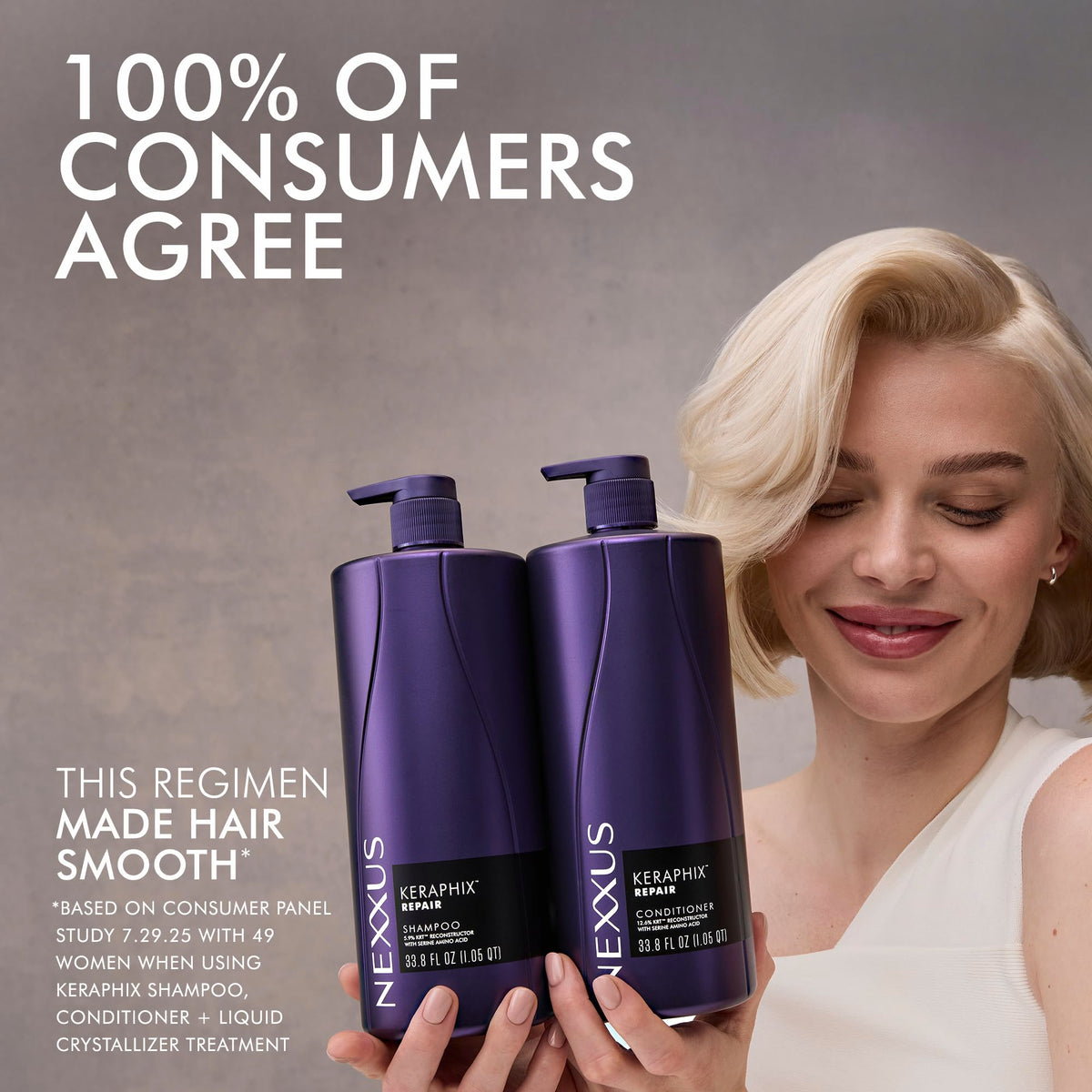 Light Slate Gray Nexxus KERAPHIX Shampoo & Conditioner for Damaged Hair, 2 Pack, 33.8 Fl Oz