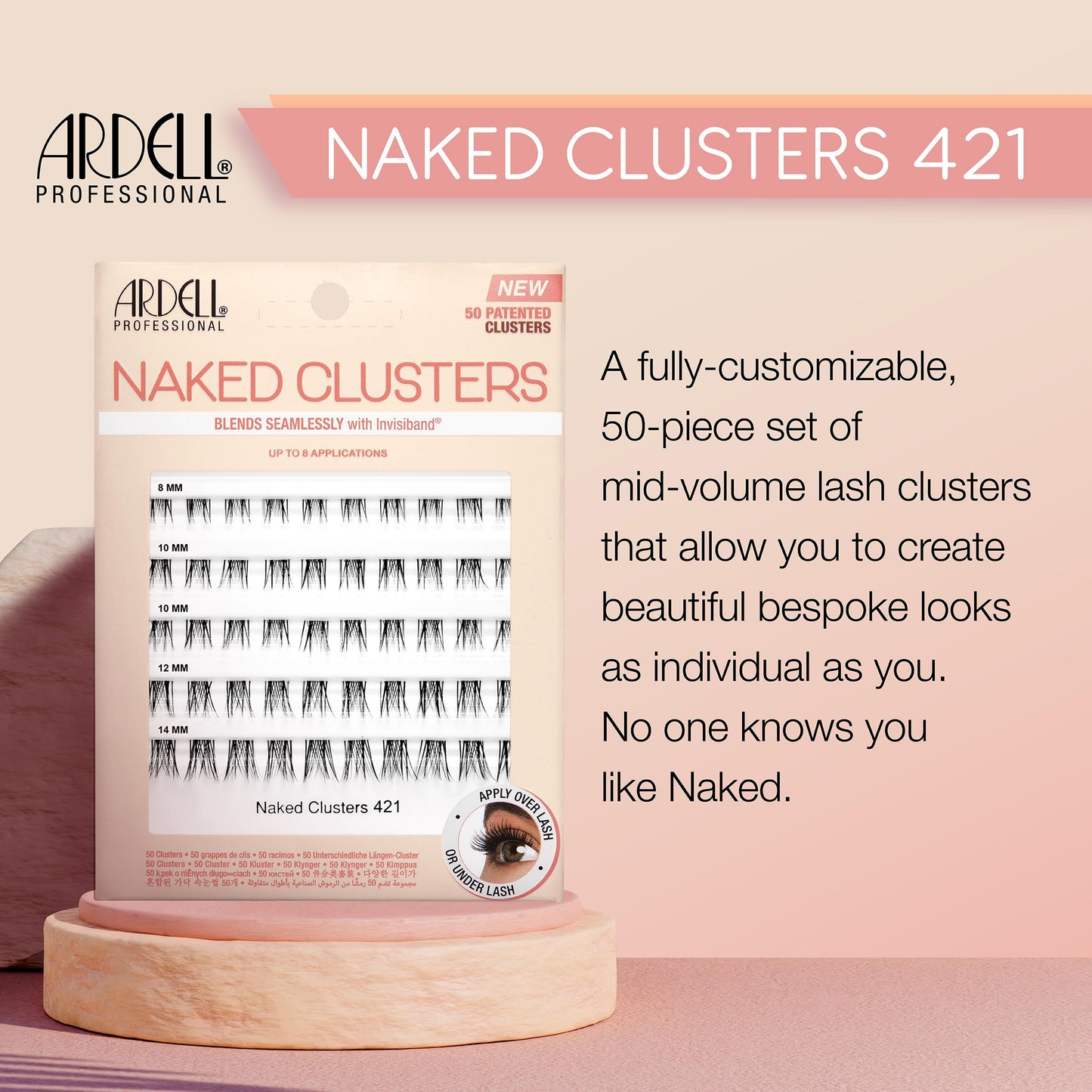 Light Gray Ardell Naked Clusters 421 – 50 Lash Clusters, Natural Eyelash Cluster with Invisiband, Cluster Eyelash Extensions, DIY Lash Extensions Kit, Up to 8 Applications, 1 Pack