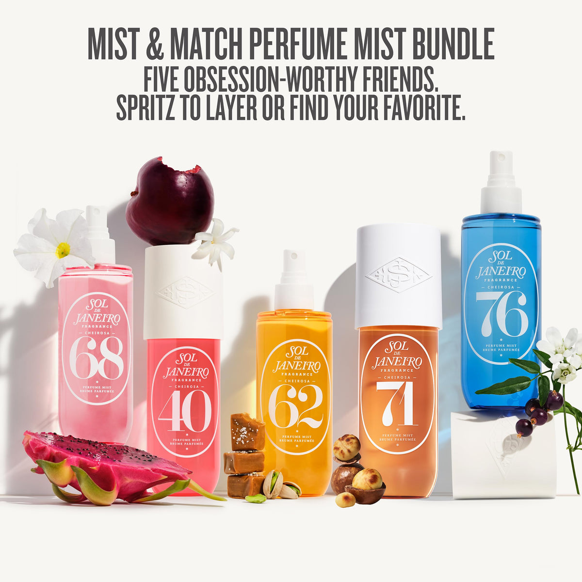 White Smoke Sol de Janeiro Mist and Match Cheirosa Hair & Body Perfume Mist Bundle