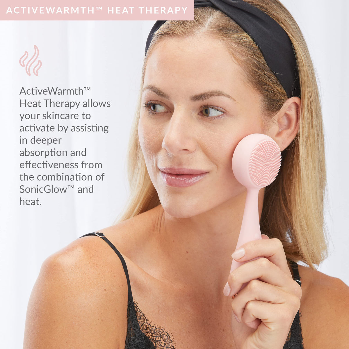 White Smoke PMD Beauty Clean Pro - Electric Facial Cleansing Brush, Smart Facial Device with Silicone Brush & Heated Anti-Aging Aluminum, Gemstone, Precious Metal Massager, Blush with Remove Balm