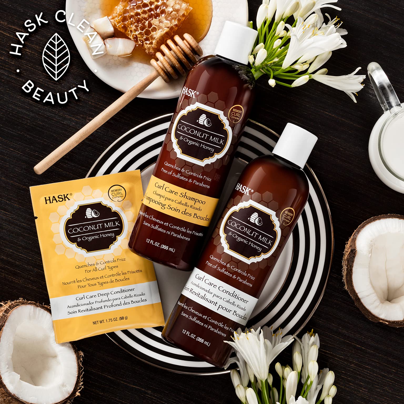 Black Hask Curl Coconut Milk & Honey Care Shampoo, 12 Ounce