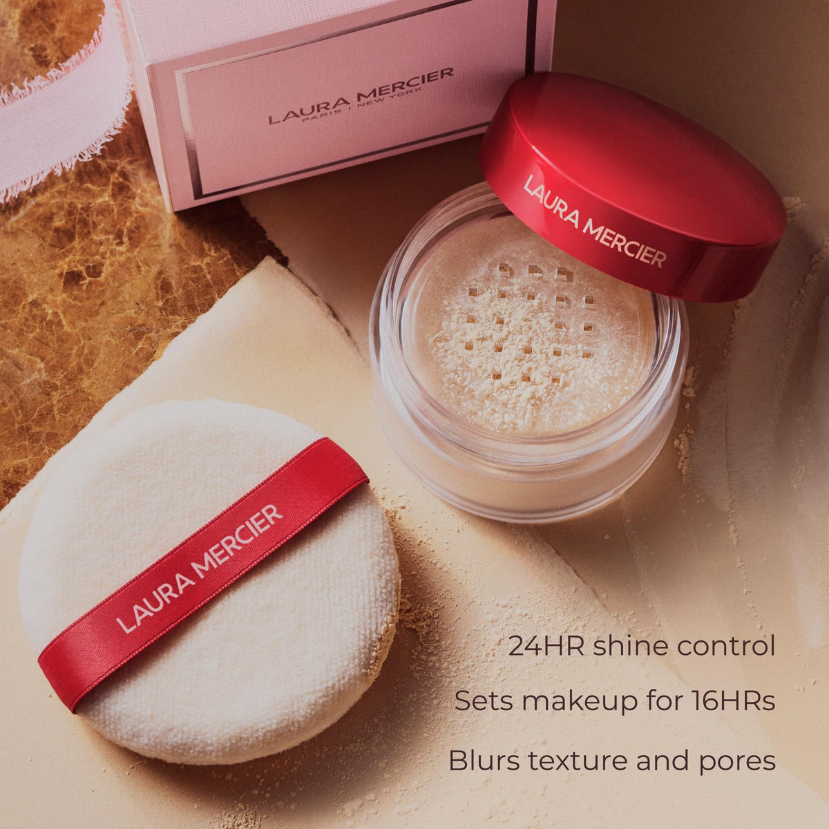 Gray Laura Mercier Translucent Loose Setting Powder & Velour Puff