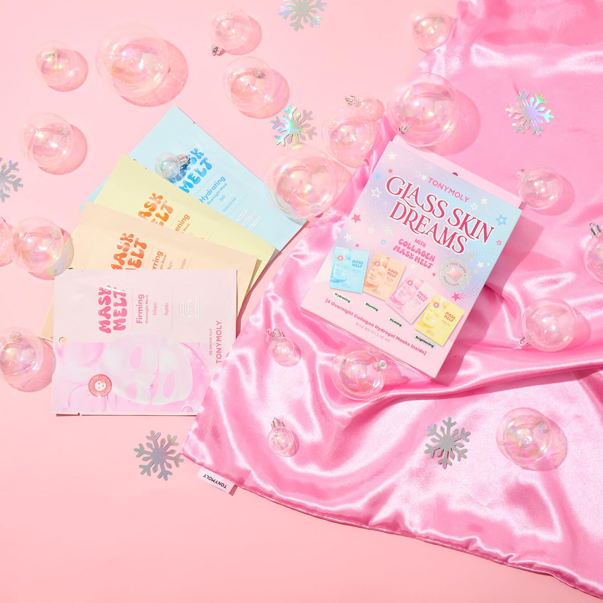 Pink TONYMOLY Glass Skin Dreams Korean Overnight Face Mask Set - Collagen, PDRN