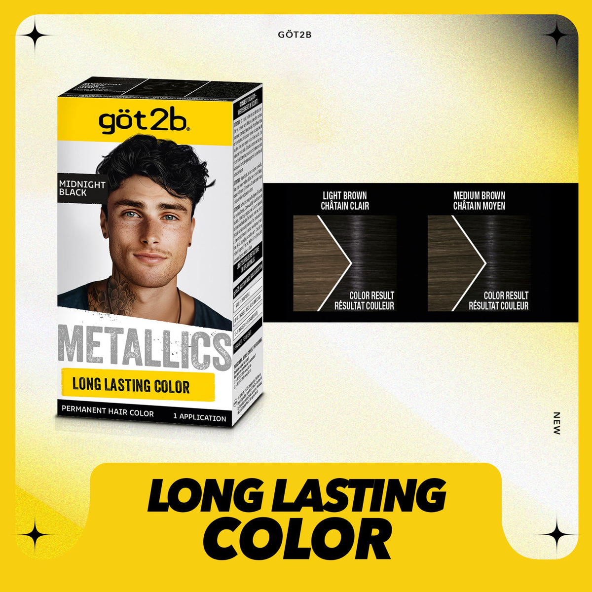 Seashell got2b Metallics Permanent Hair Color, Midnight Black, 7.05 Oz, 1 Kit