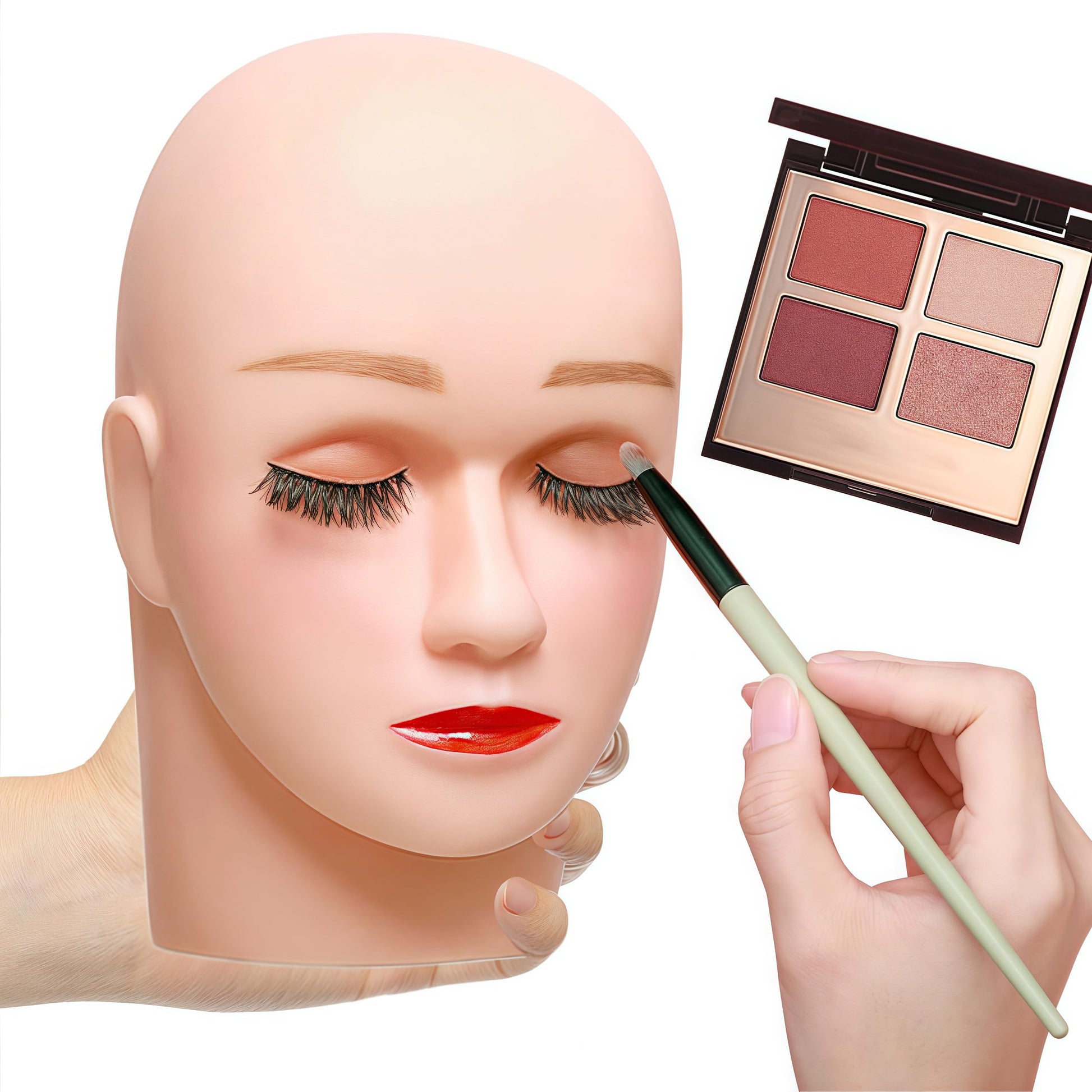 White Smoke Lwuey Lash Mannequin Head, Pro Training Mannequins Flat Head Soft Touch Silicone Practice Make Up Eyelash Extensions Massage Model Manikin Cosmetology Doll Face Head 2 Pack Skin Colour