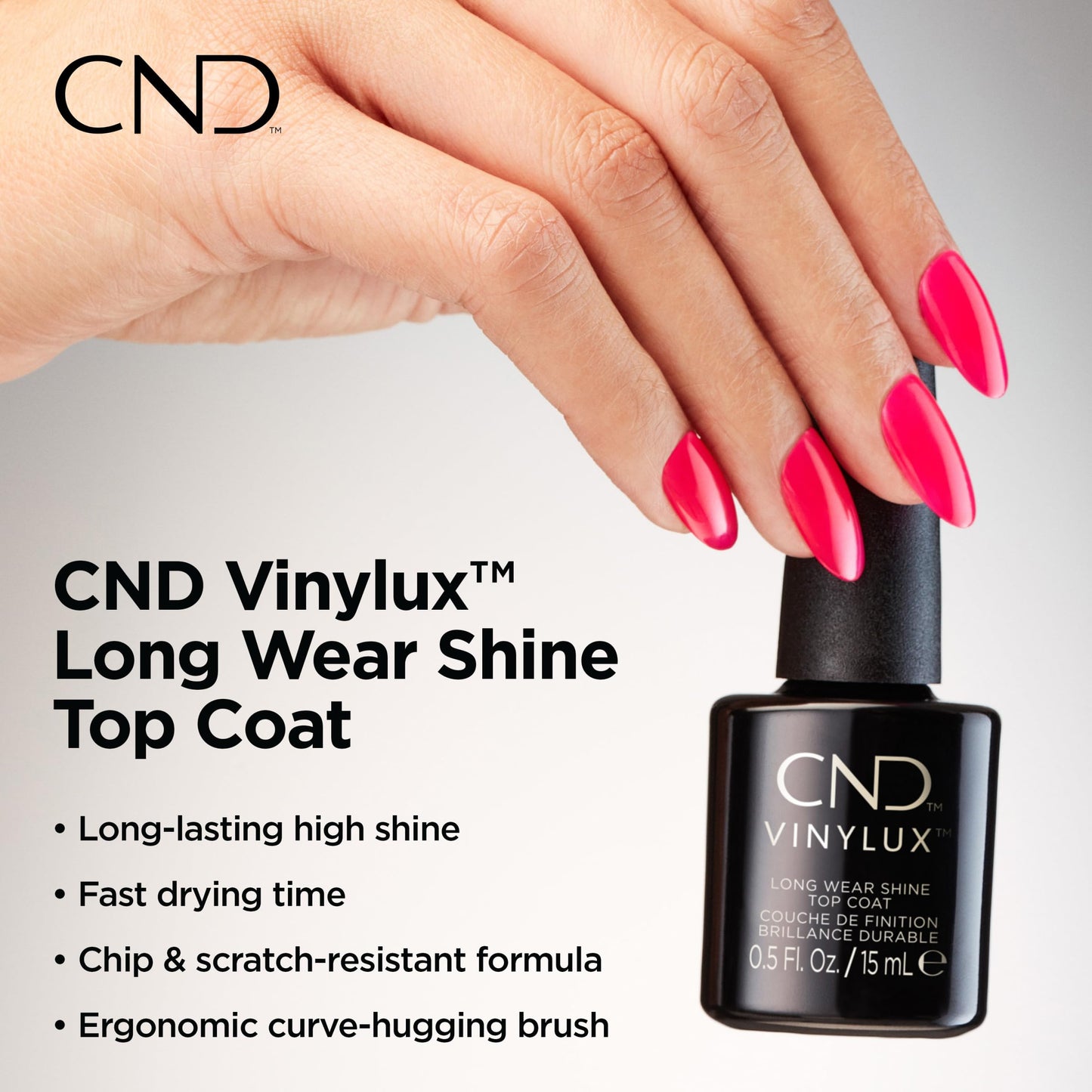 White Smoke CND Vinylux Long Wear Shine Top Coat, Quick Drying Formula, Easy to Remove, 0.5 Fl Oz