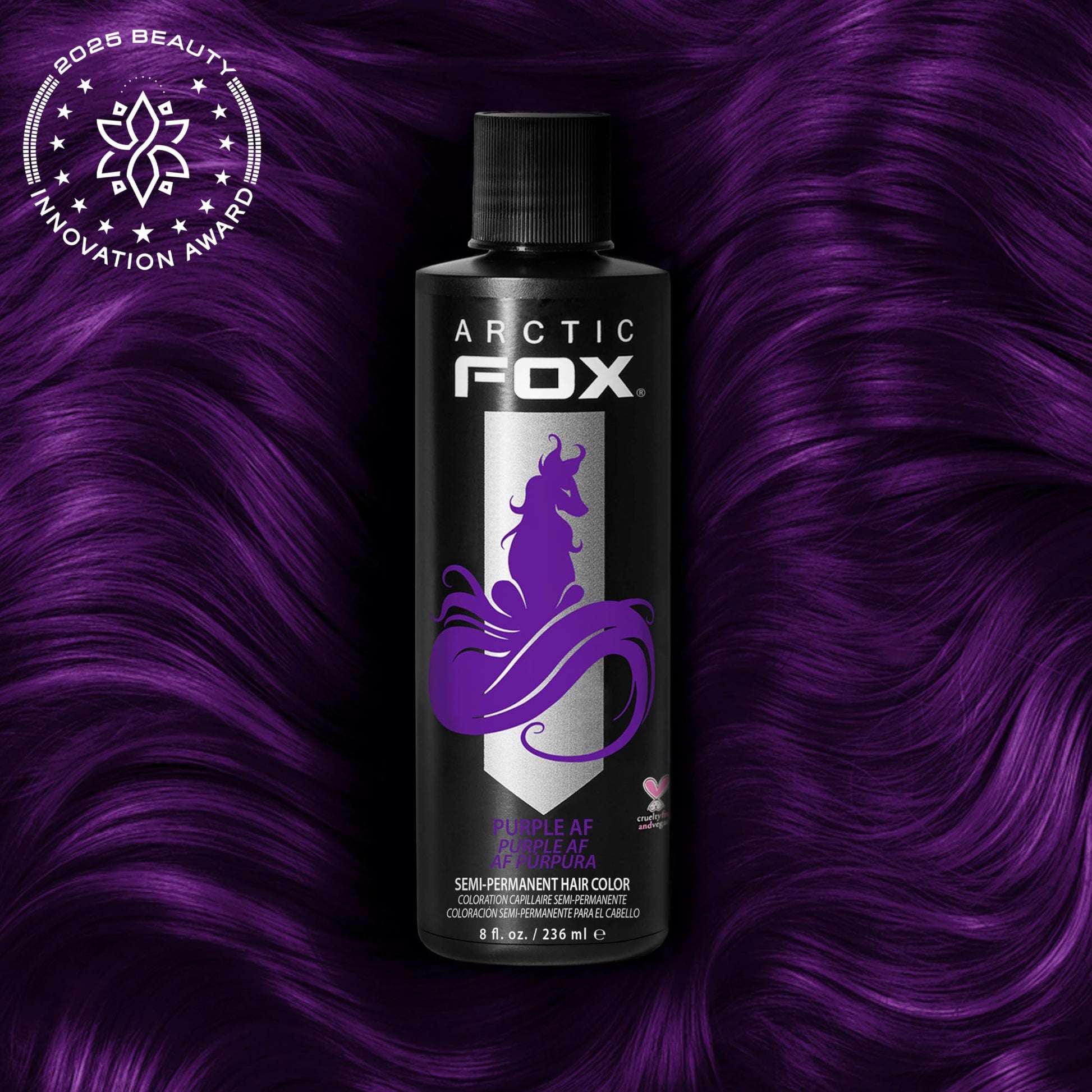 Midnight Blue Arctic Fox Semi-Permanent Hair Dye Purple AF - Vegan, Cruelty-Free, Ammonia-Free, Conditioning - 8 Fl Oz