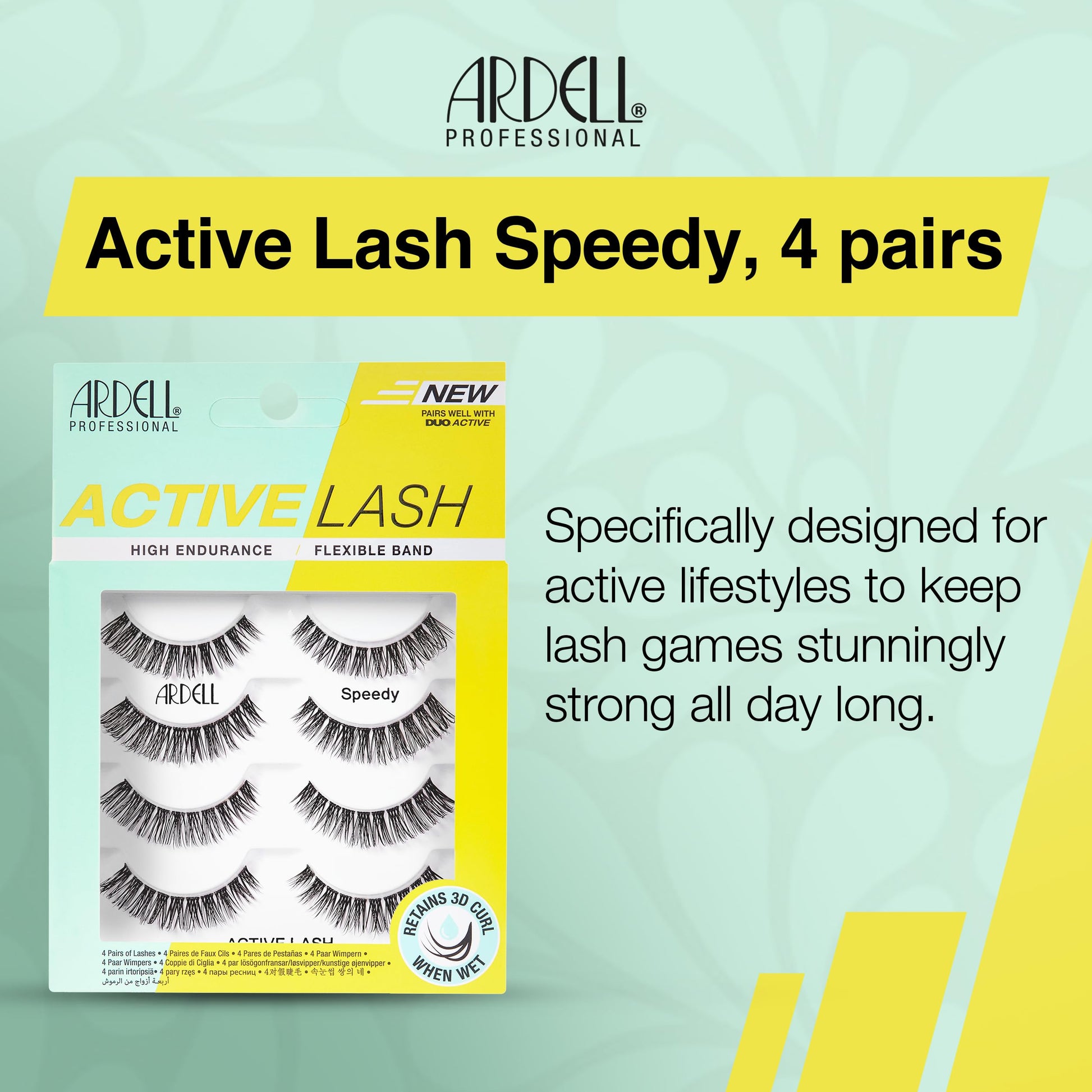 Light Gray Ardell Active Lash - Speedy, False Eyelashes, Water-Resistant, Lightweight, Strip Lashes, 4 Pairs, 1-Pack