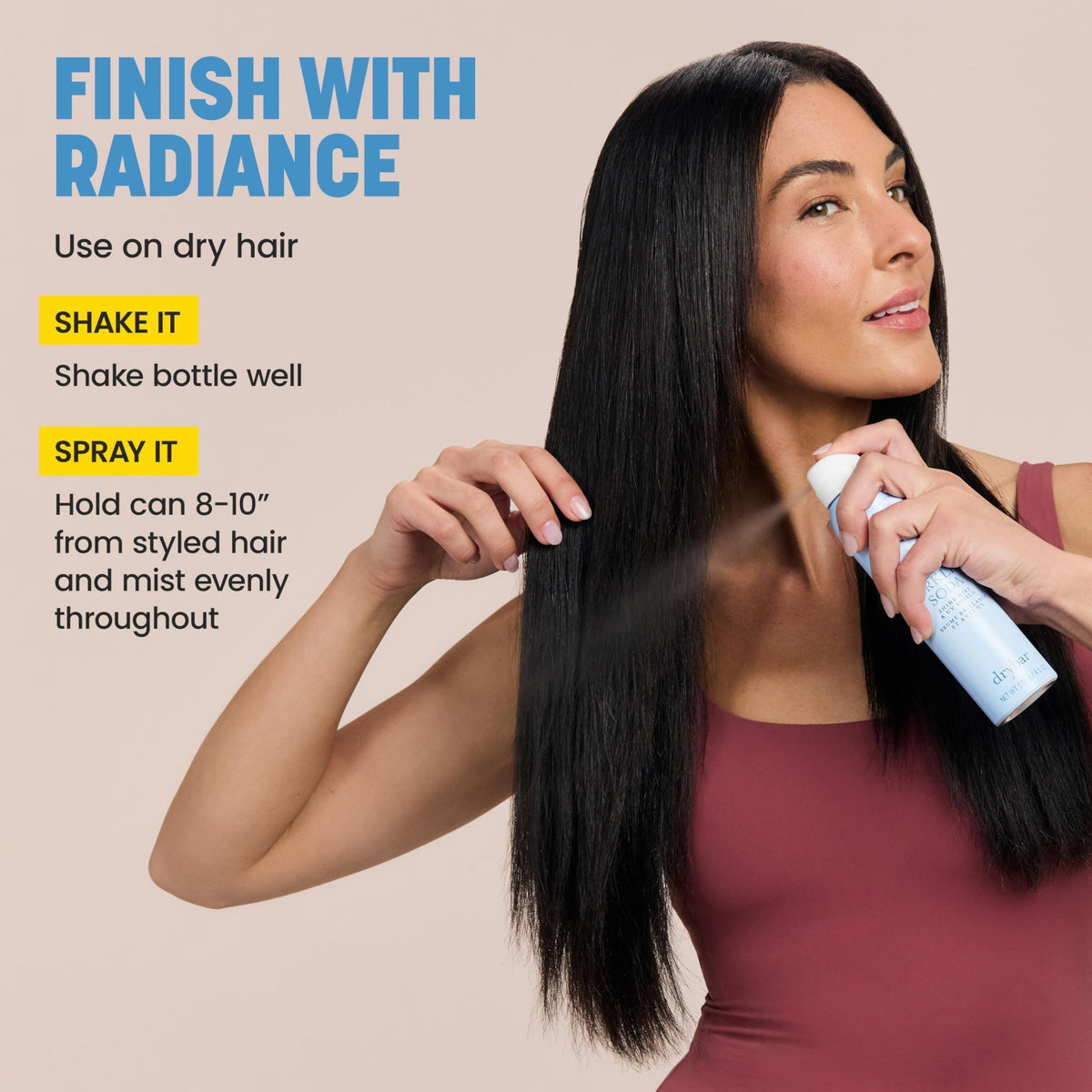 Light Gray Drybar Sparkling Soda Finishing Spray Collection, Ultra-Fine Mist, Adds Shine to Finished Look