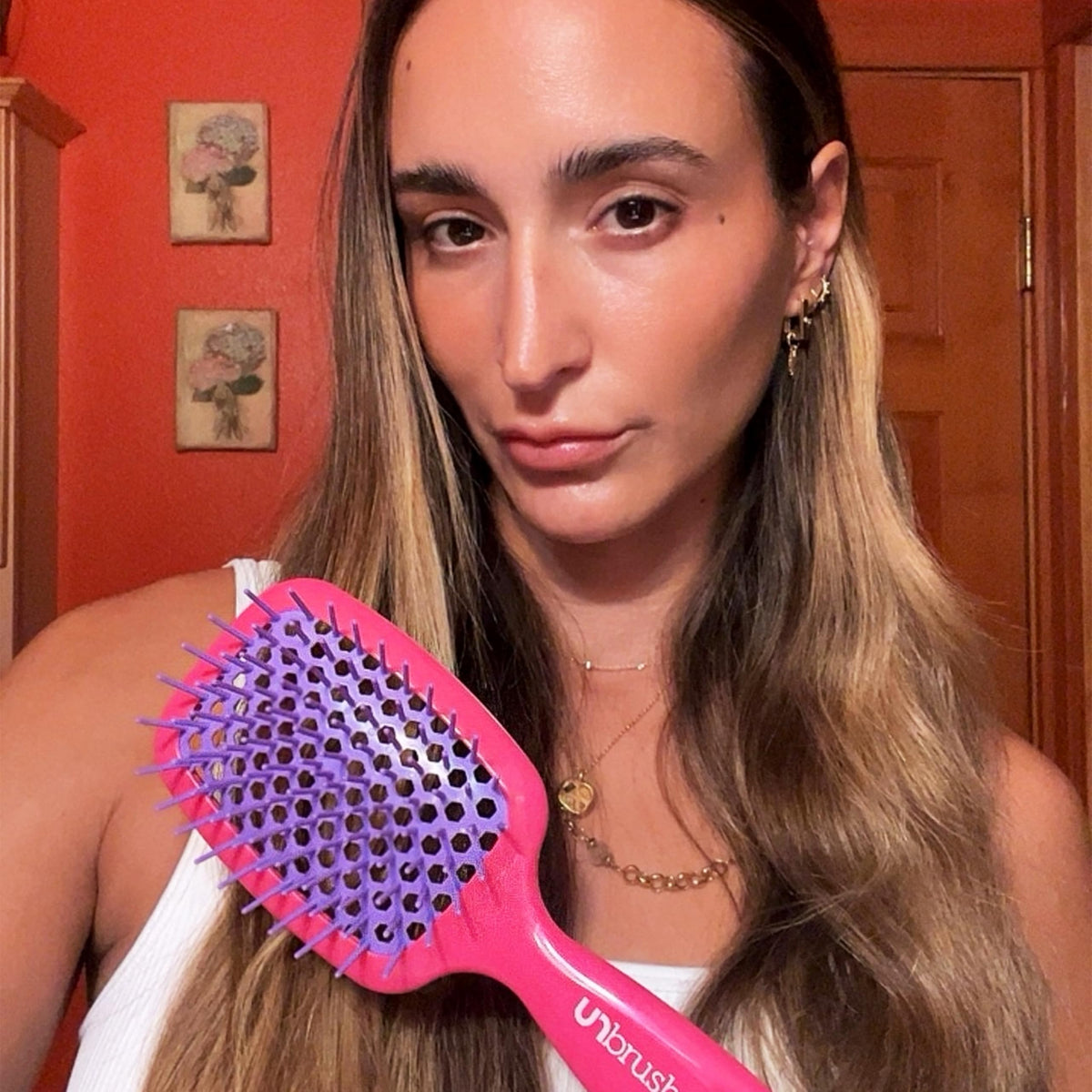 Saddle Brown FHI Heat UNbrush Detangling Brush for Wet & Dry Hair
