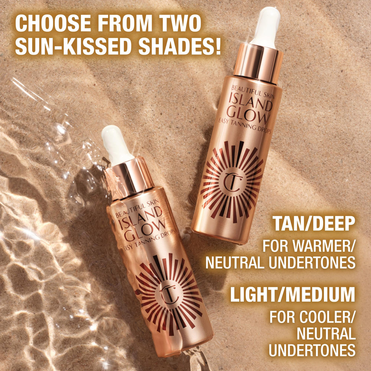 Tan Charlotte Tilbury Beautiful Skin Tanning Drops - Body & Face Bronzing Drops Enriched with Hyaluronic Acid for Long-Lasting Hydration - Leaves Skin with a Natural, Radiant Glow