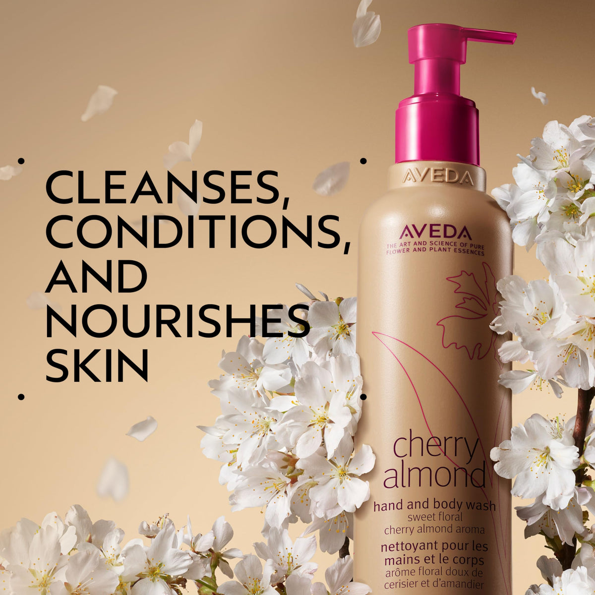 Rosy Brown AVEDA Cherry Almond Hand & Body Wash |with Sweet Almond Oil, Cherry Blossom Extract | Sweet Floral Aroma of Tonka Bean, Certified Organic Orange, Ylang Ylang | 97% Naturally Derived*, 8.5 Fl Oz