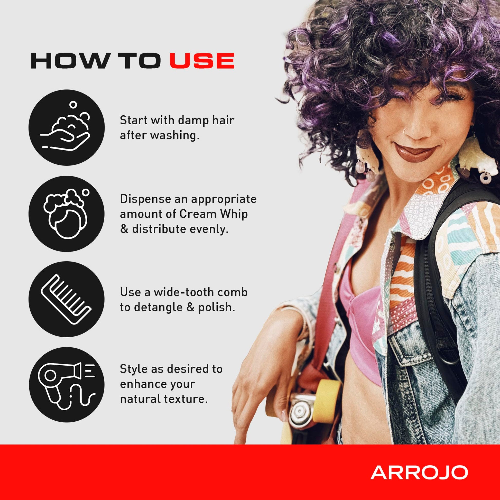 Lavender ARROJO Cream Whip - 5.5 Fl Oz - Conditioning Leave-In Hair Styling Cream for Wavy or Dry Hair, Sulfate & Sodium-Chloride Free, Antioxidant, Moisturizing