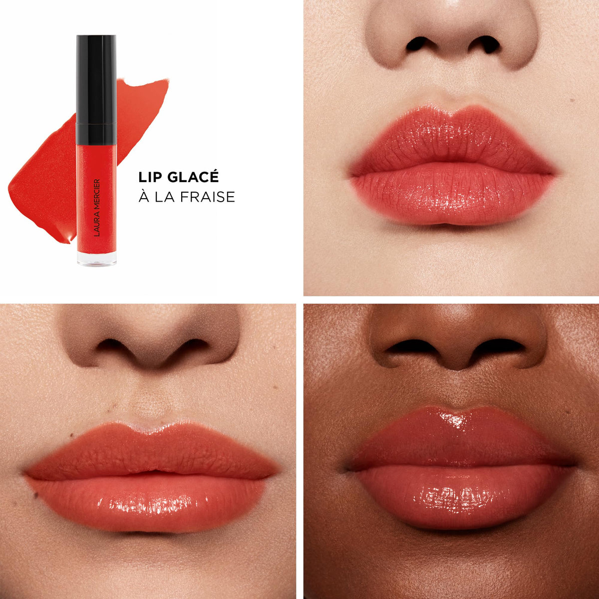 White Smoke Laura Mercier Lip Glacé Balm Gloss, 420 A La Fraise, 0.15 oz
