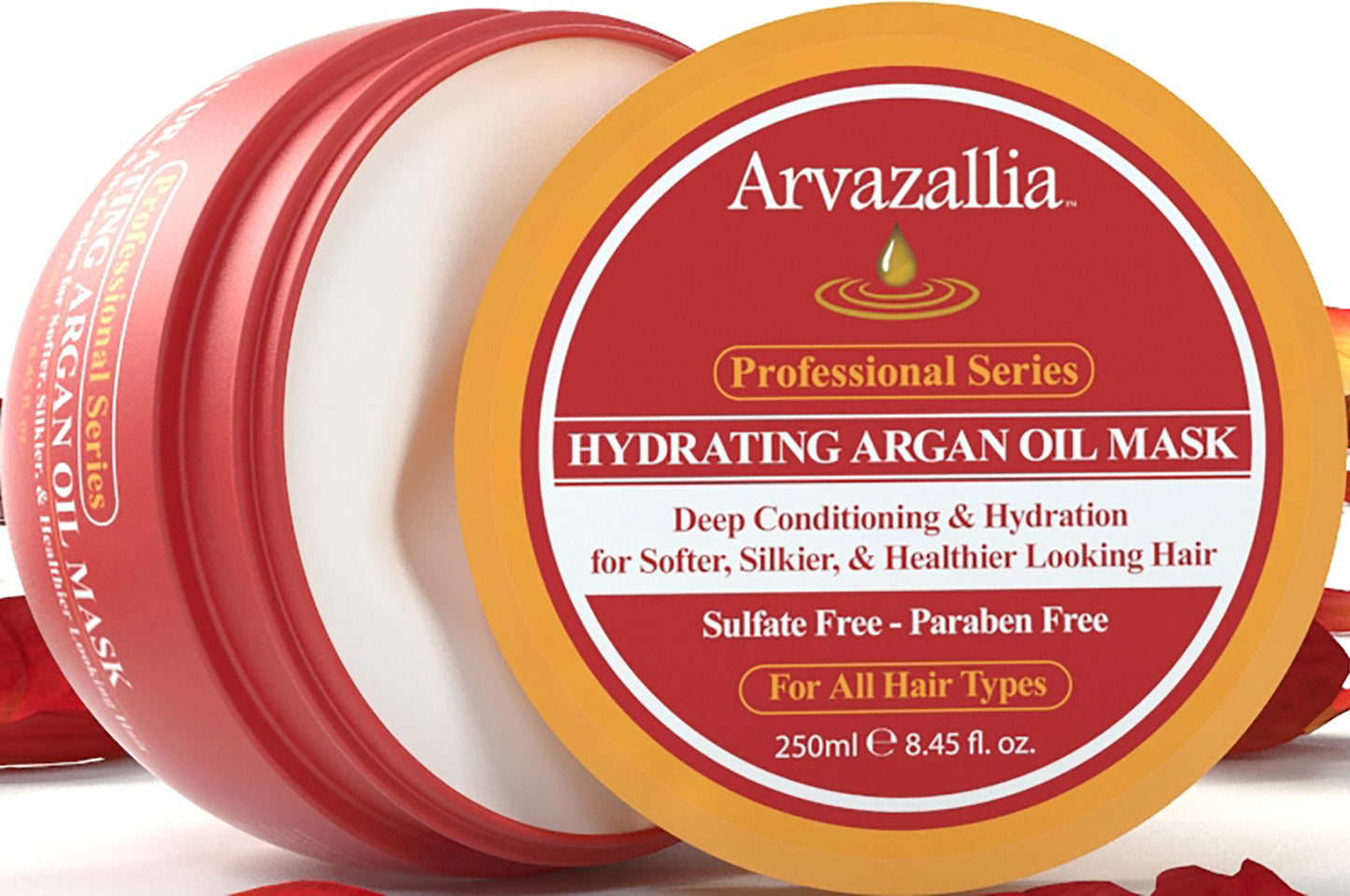 White Smoke Arvazallia Hydrating Argan Oil Hair Mask and Deep Conditioner for Dry or Damaged Hair (8.45 oz Jar)