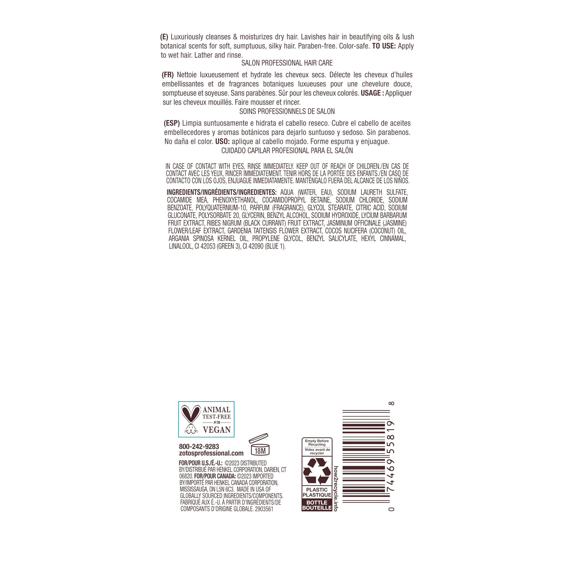 White Smoke Bain de Terre Jasmine Moisturizing Shampoo, Luxurious Hydration for Dry Hair with Argan & Monoi Oils, Paraben-Free, Color-Safe, Vegan, 13.5 Fl Oz