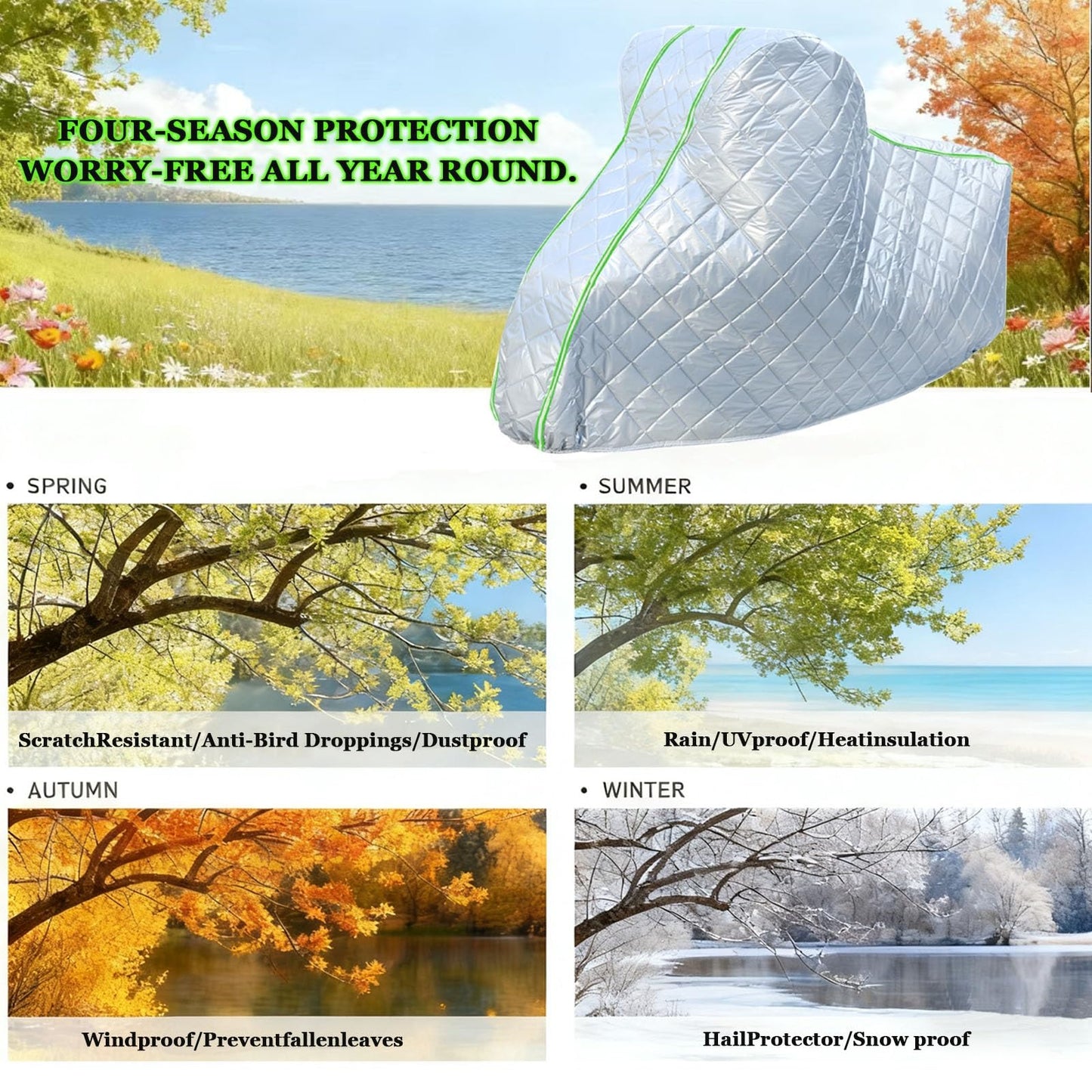 White Smoke Hail-Proof Motorcycle Cover for Yamaha DT 230 Lanza (1997-2000),Waterproof Outdoor Motorcycle Cover with Cotton Lining,Providing Protection Against Sun,Rain,Wind,and Snow