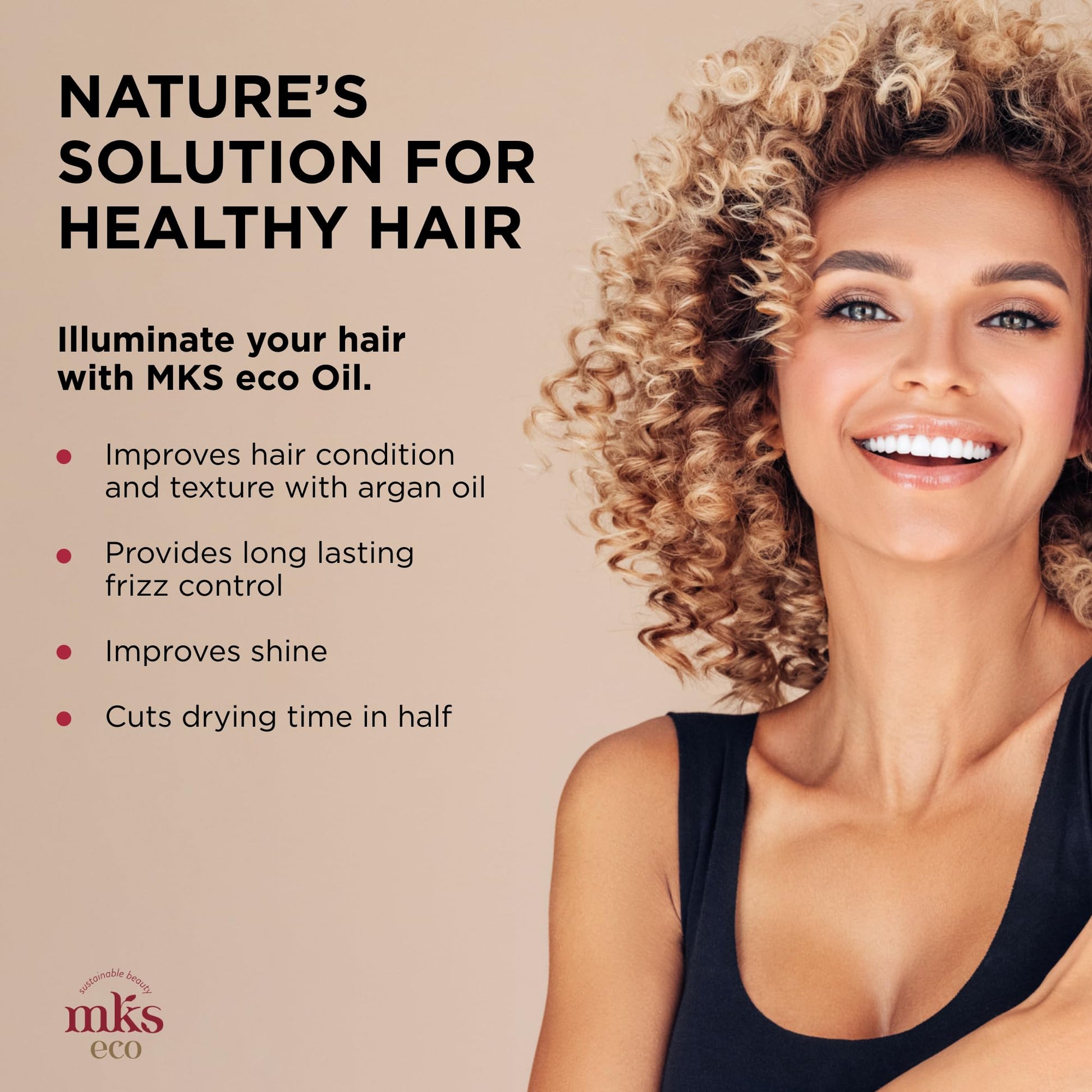 Tan MKS eco Oil, Original - 2 fl oz - Hair Styling Elixir - Moroccan Argan Oil, Hemp Seed Oil - Moisturize & Nourish Hair, Control Frizz, Increase Smoothness - Vegan & Cruelty Free