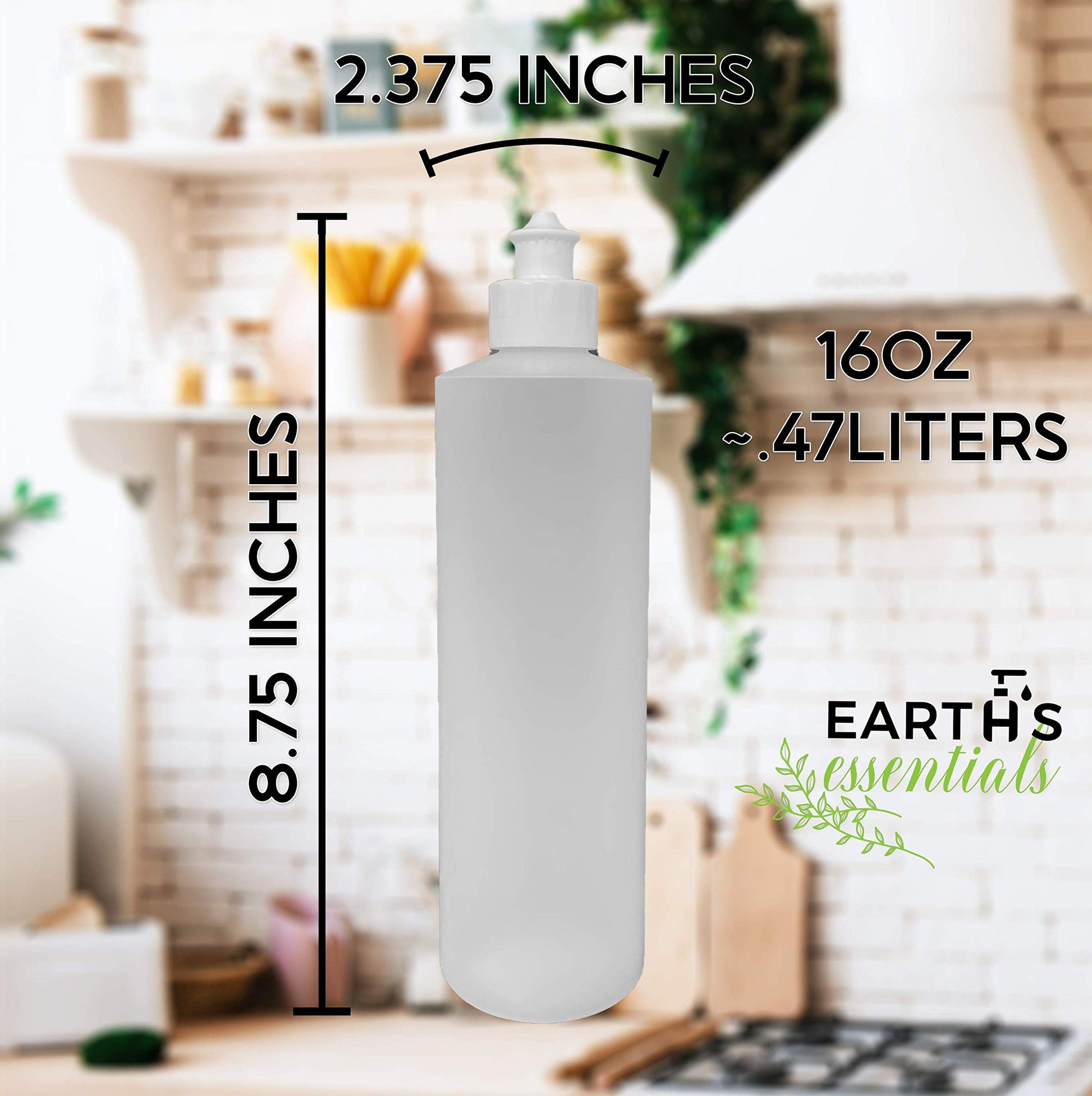 White Smoke 2 Pack Refillable 16 Ounce HDPE Squeeze Bottles With Push/Pull Button Top Dispenser Caps-Great For Lotions, Shampoos, Conditioners and Massage Oils-Includes our patented thread-on funnel