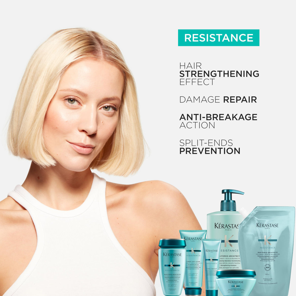 White Smoke KERASTASE Resistance Shampoo for Damage from Heat Styling, 16.9 Fl Oz