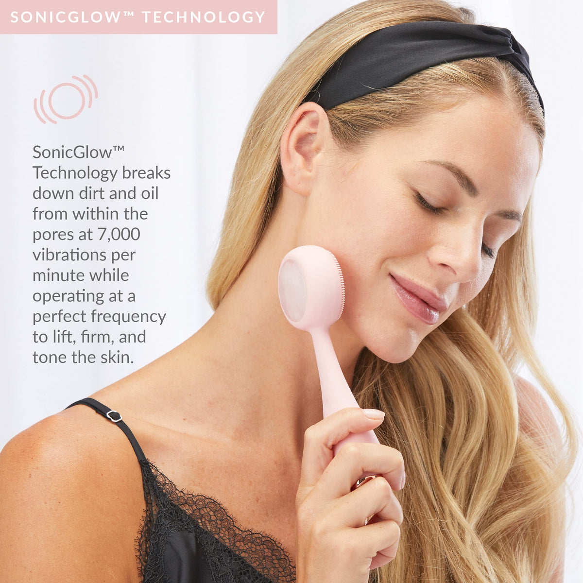 White Smoke PMD Beauty Clean Pro - Electric Facial Cleansing Brush, Smart Facial Device with Silicone Brush & Heated Anti-Aging Aluminum, Gemstone, Precious Metal Massager, Blush with Remove Balm