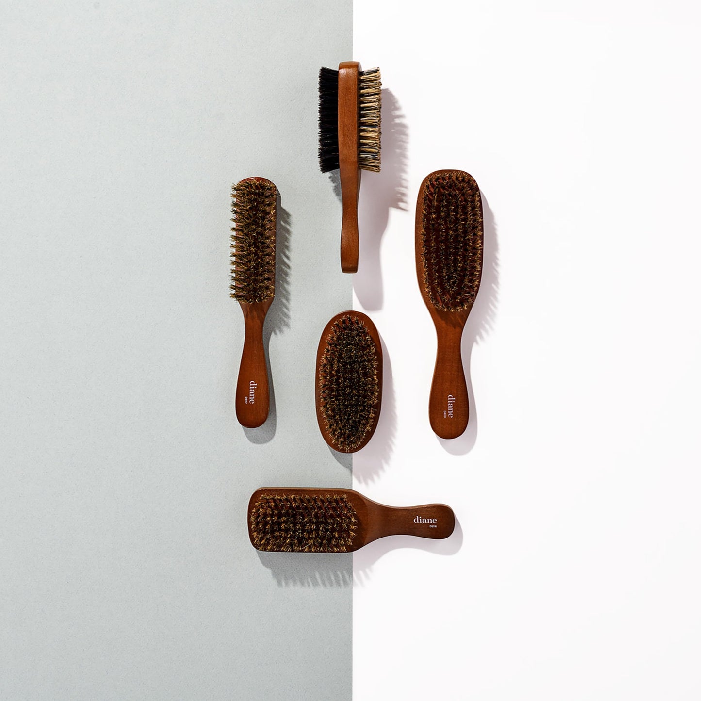 Light Gray Diane Premium 100% Boar Bristle 2-Sided Club Brush for Men, Medium Firm Bristles for Thick, Curly or Coarse Hair, Mens Brush for Detangling, Smoothing, Wave Styles, Soft on Scalp, Restores Shine