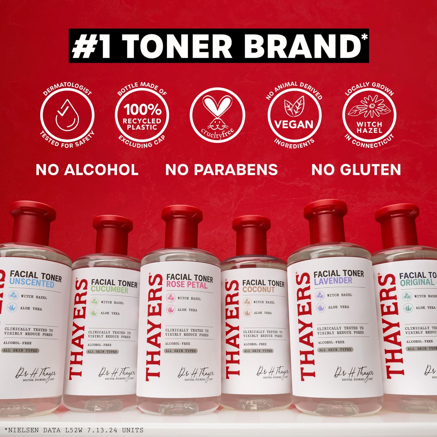 Firebrick THAYERS Alcohol-Free, Hydrating Original Witch Hazel Facial Toner with Aloe Vera Formula, Vegan, Dermatologist Tested and Recommended, 12 Oz (Packaging May Vary)