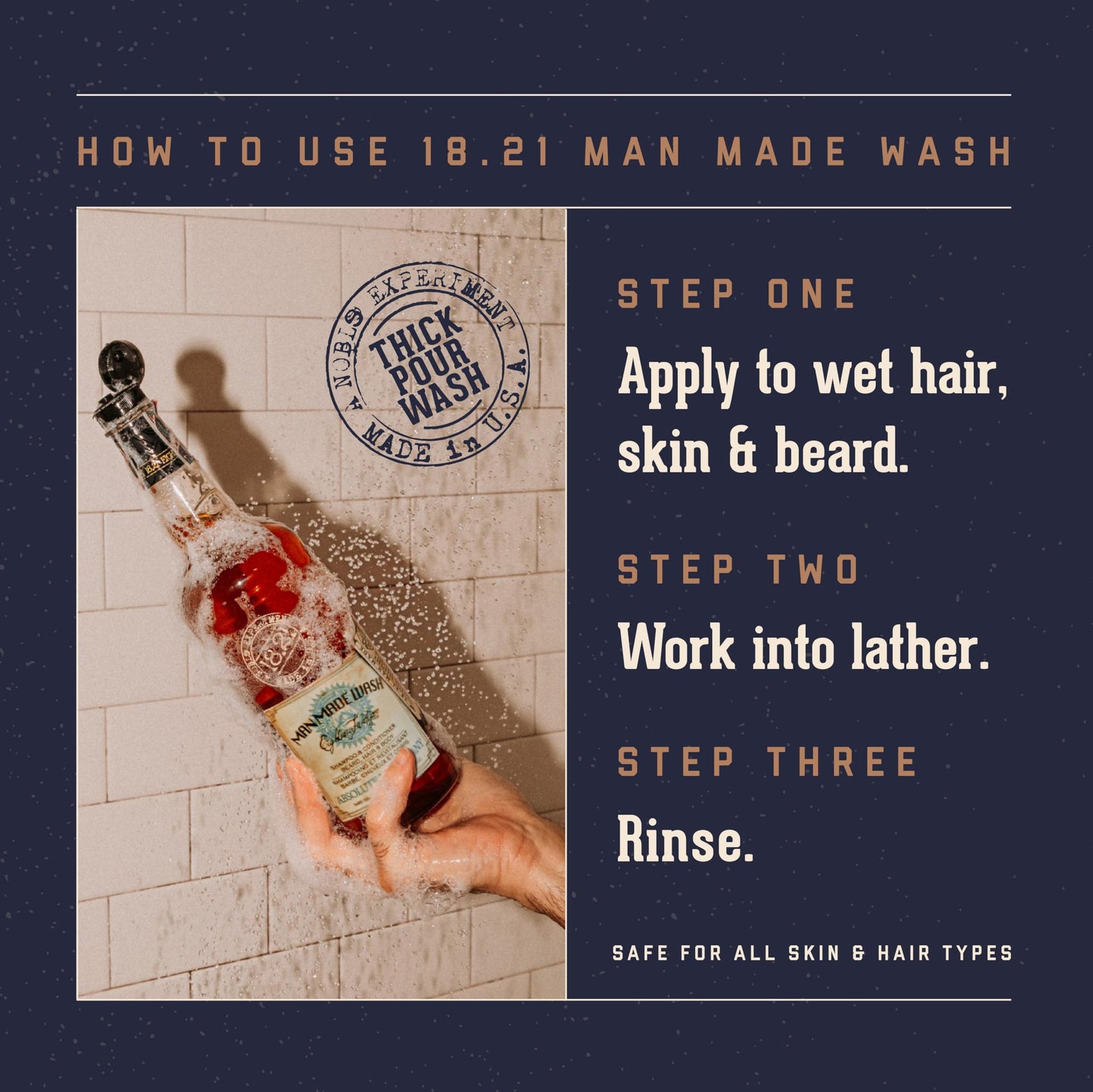 Dark Slate Gray 18.21 Man Made Original Absolute Mahogany 3-in-1 Body Wash, Shampoo, & Conditioner for Men, All Hair & Skin Types, Strengthens and Moisturizes in a Manly Aroma, 3.4oz