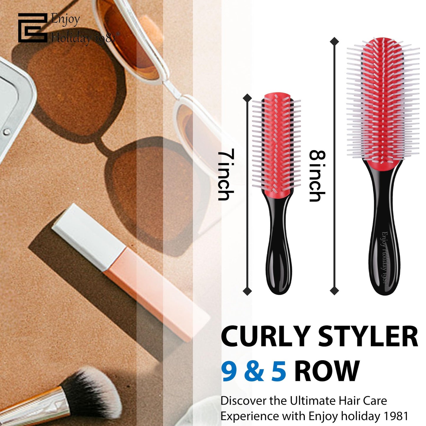 White Smoke 2 PCS Hair Brush for Women Men 7 Row 5 Row Curly Wet or Dry Hair Classic Styling Brushes for Natural Thick Hair, Blow Separating, Shaping Defining Curls Tools Travel Bristle Black Hairbrush