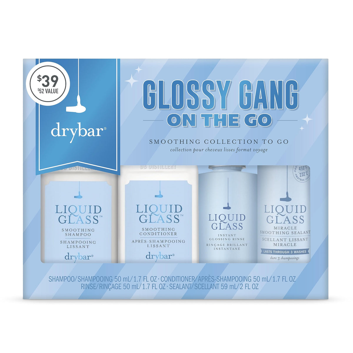 Light Steel Blue Drybar Glossy Gang On-the-Go Kit