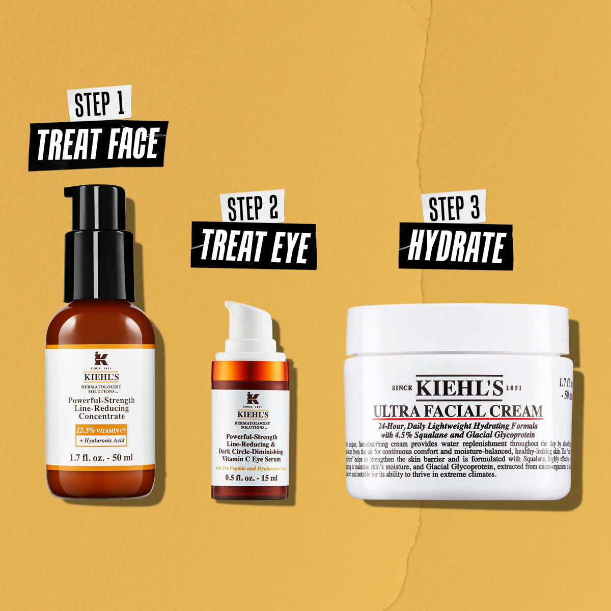 Sandy Brown Kiehl's - Powerful-Strength Eye Serum - Reduces Dark Circles - 0.5 fl oz