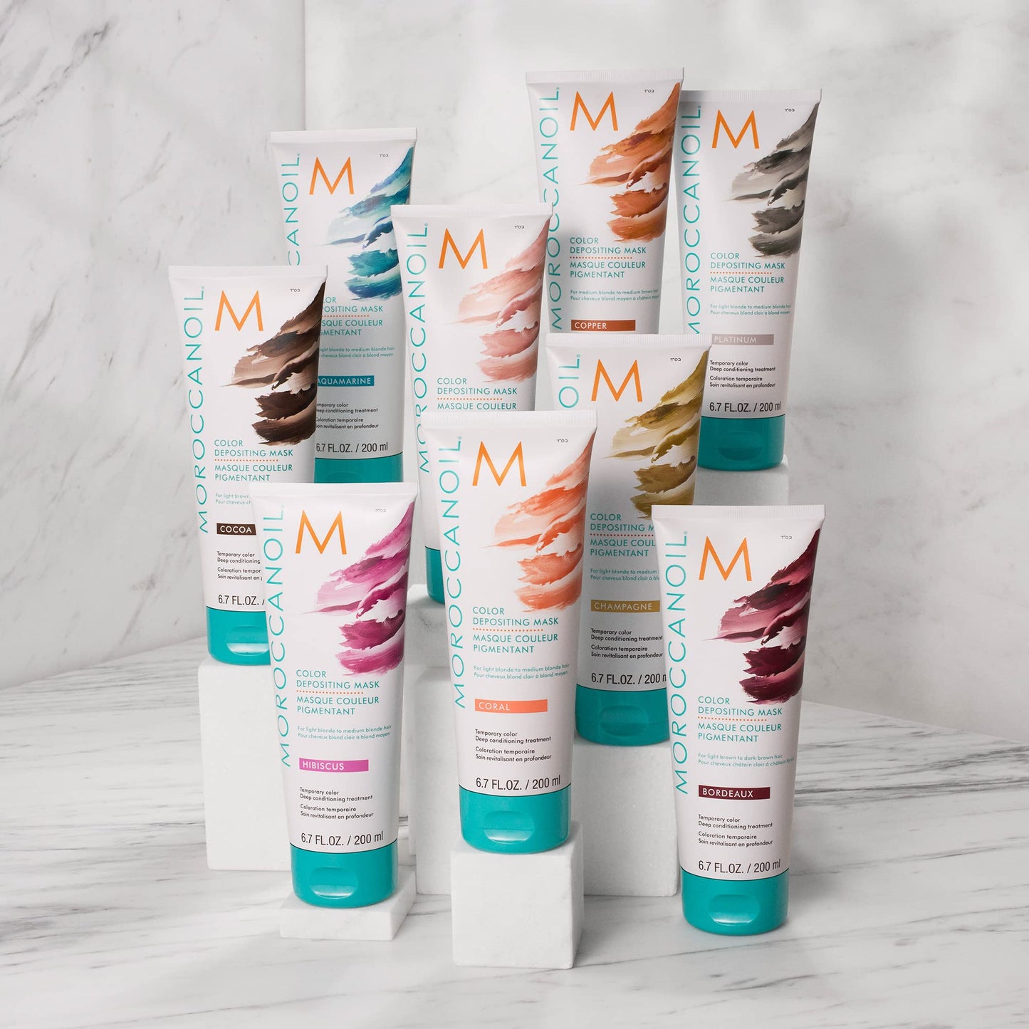 Light Gray Moroccanoil Color Depositing Hair Mask, Bordeaux, 6.7 oz
