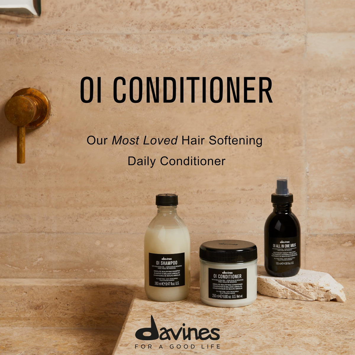 Tan Davines OI Conditioner Daily Softening Silky Cream, For All Hair Types