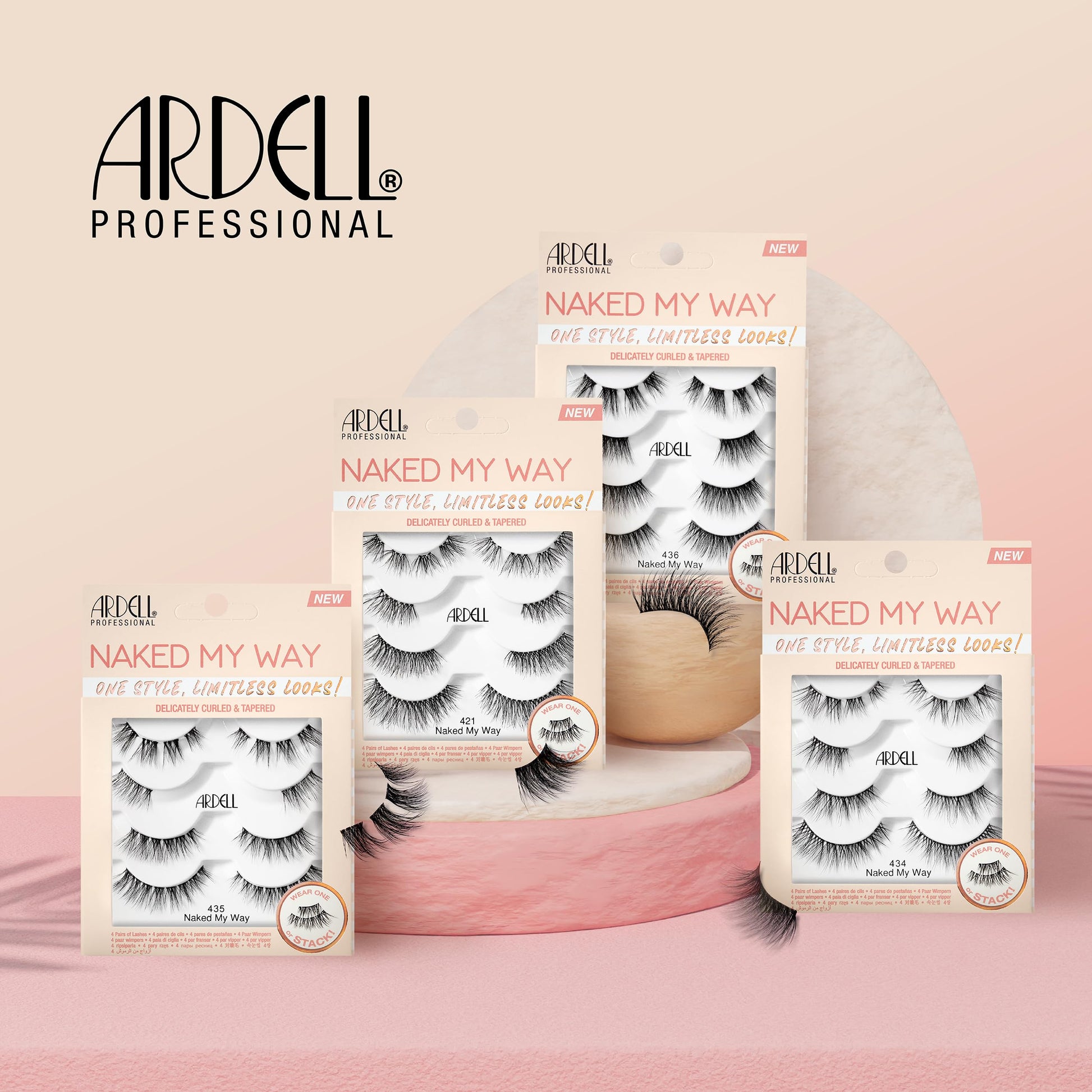 Light Gray Ardell False Eyelashes Naked My Way 434 - Natural Look, Soft and Lightweight Strip Lashes, 4 Pairs, 1 Pack
