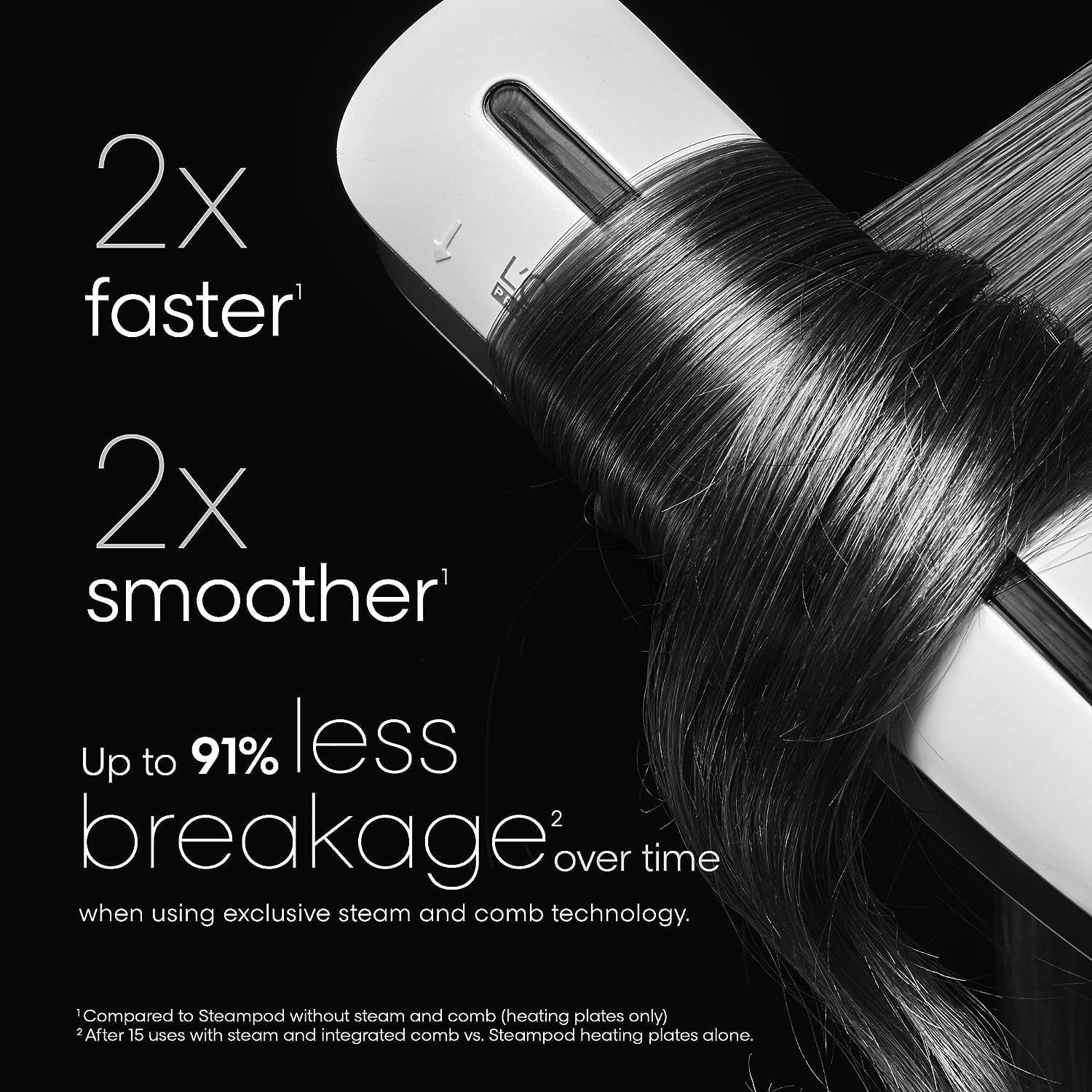 Black L'Oréal Professionnel Paris Steampod Hair Straightener & Styling Tool - Professional Steam Styler For All Hair Types & Textures, 24 Hour Frizz Control, Smooths & Adds Shine