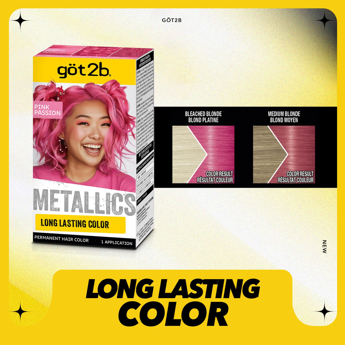 Seashell got2b Metallics Permanent Hair Color, M87 Pink Passion, 4.46 Fl Oz