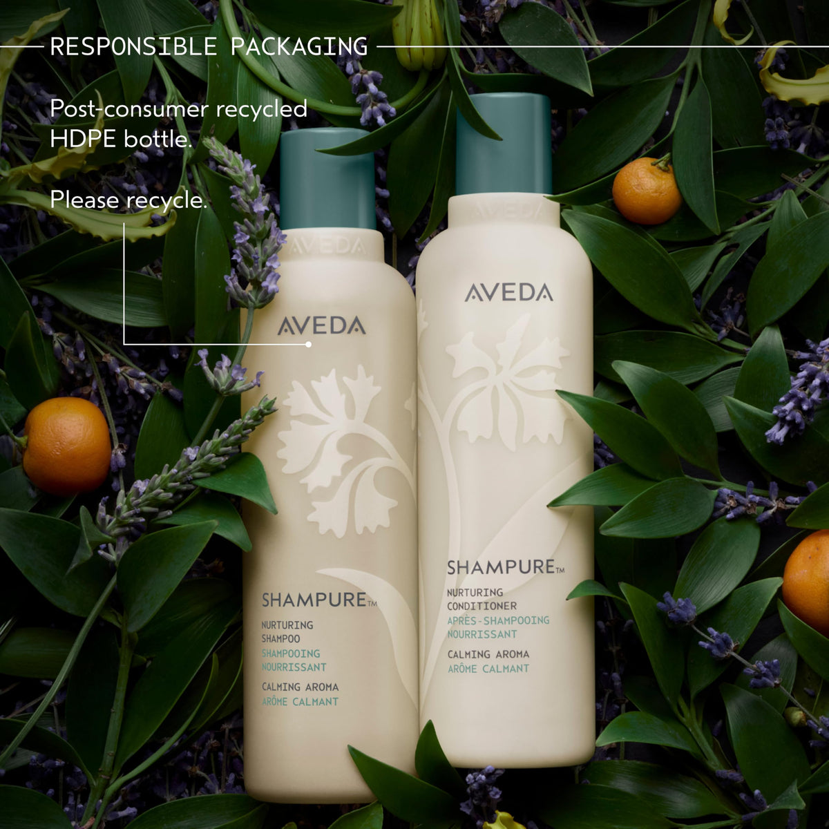 Black AVEDA Shampure Nurturing Shampoo & Conditioner Duo | Daily Shampoo & Conditioner for Normal, Fine to Medium Hair | 96%+ Naturally Derived* | Calming Aroma of Lavender & Ylang Ylang | Full Size