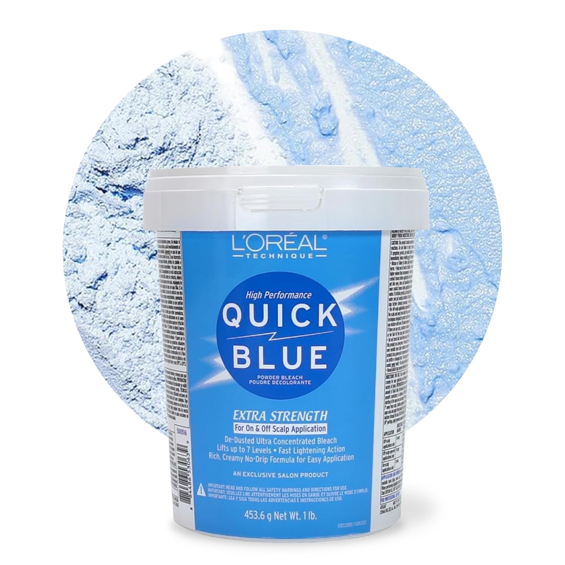 White Smoke L'Oréal Technique Quick Blue High Performance Bleach - Professional Hair Bleaching Powder, No Drip Formula, Extra Strength Lightening Action Lifts Up To 7 Levels, Single Application,1 Pound