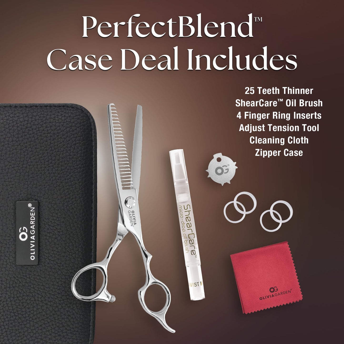 Dark Slate Gray Olivia Garden PerfectBlend intro case 6" thinner contains: PB-T25, oil pen, cleaning cloth & zipper case