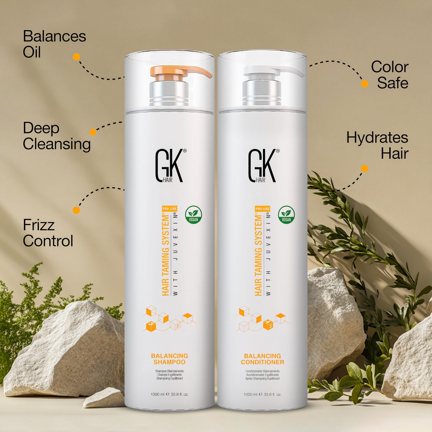 Rosy Brown GK HAIR – Balancing Shampoo and Conditioner Set for Oily Hair, Clarifying & Refreshing Formula with Gentle Fragrance, Sulfate-Free, 72-Hour Freshness, 33.8 Fl Oz – Ideal for daily use
