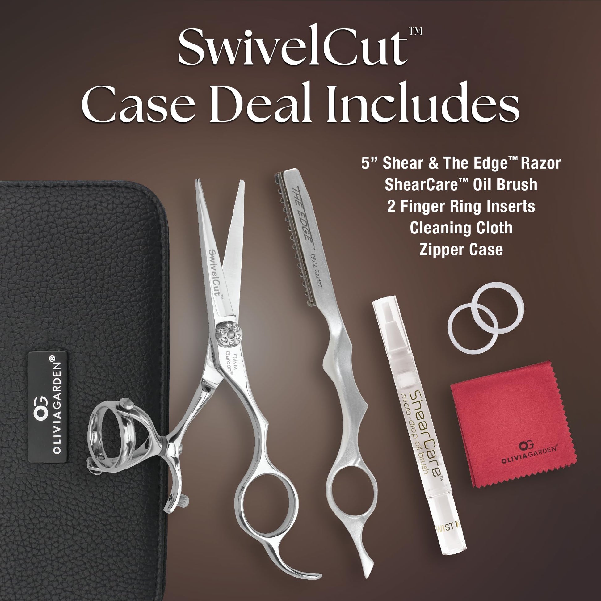 Dark Slate Gray Olivia Garden SwivelCut Professional Hairdressing Shears Intro Case - With The Edge Razor - 6 Items (5")
