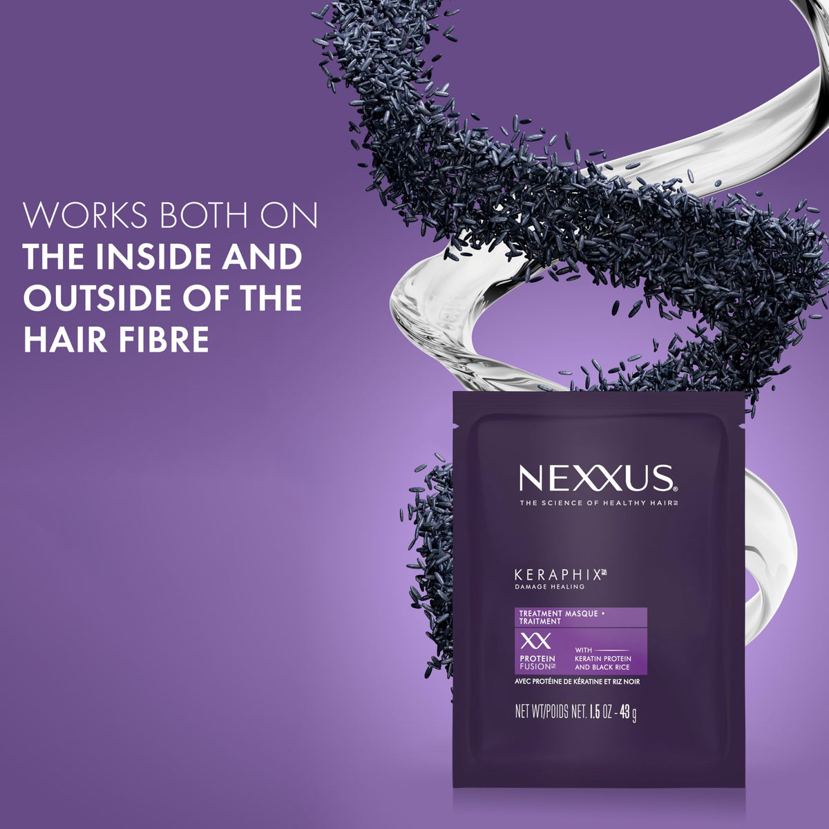 Dark Slate Blue Nexxus KERAPHIX Hair Mask Treatment for Dry Damaged Hair, 20-Pack, 1.5 oz