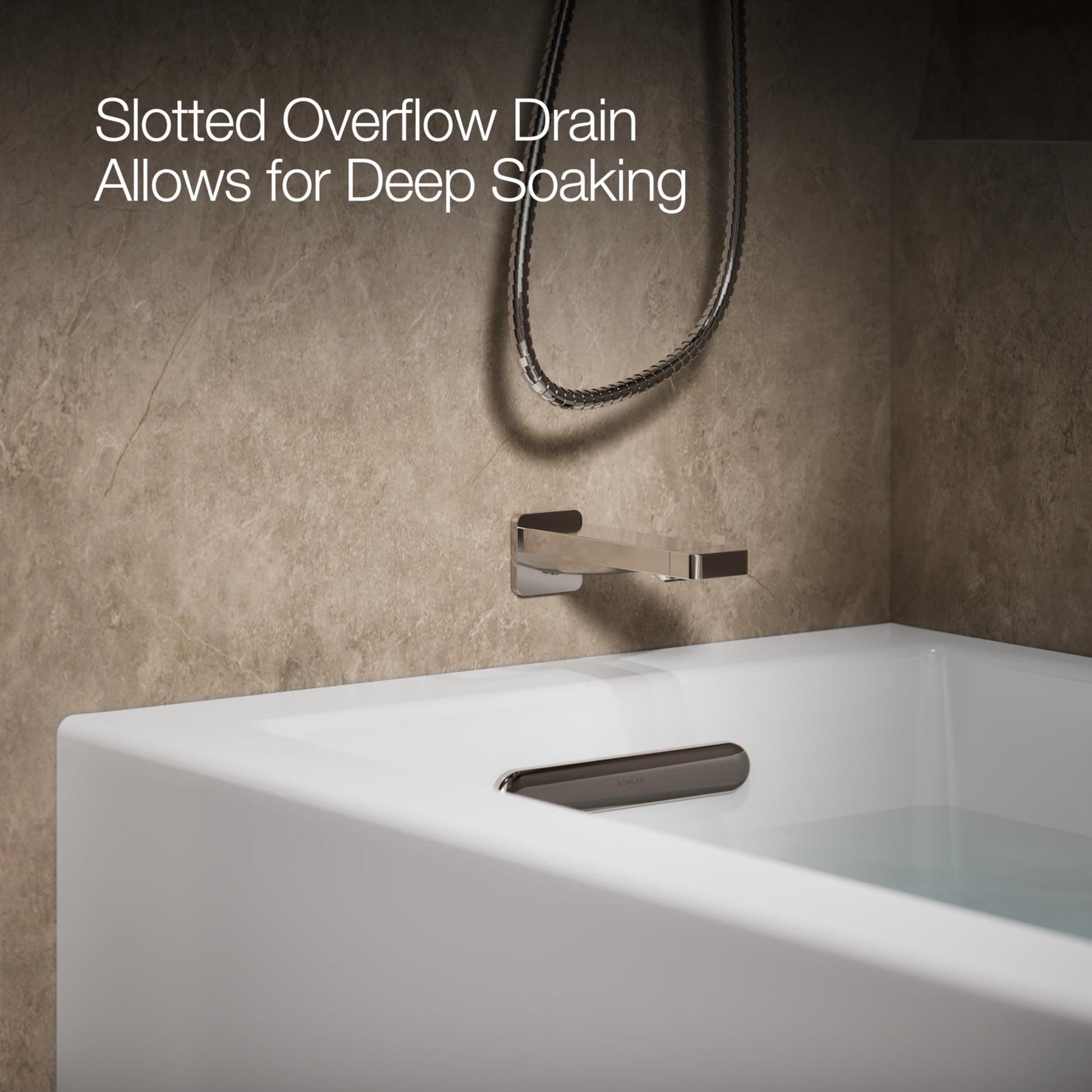 Dark Gray Kohler 20201-LA-0 Underscore® 60" x 30" alcove bath with integral apron, integral flange, and left-hand drain, White