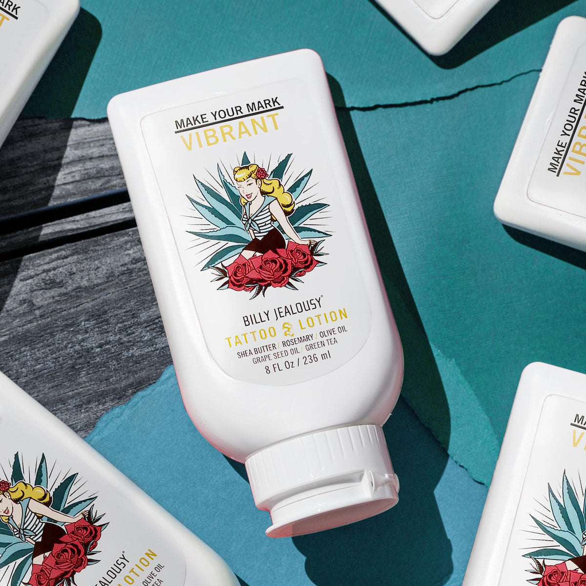 Lavender Billy Jealousy Tattoo Lotion for All Skin Types Formulated with Shea Butter, Essential Oils & Green Tea Leaf Extract, Tattoo Aftercare that Nourishes, Brightens & Soothes, 8 Fl Oz