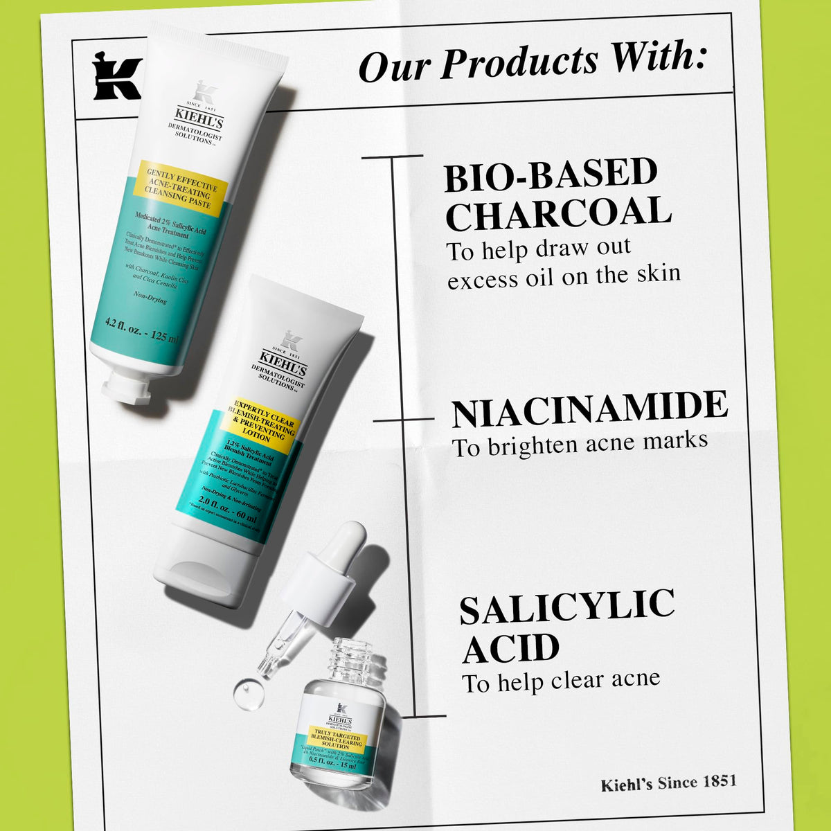 Lavender Kiehl's - Acne Skincare Routine Gift Set - Clears Acne - 3pk