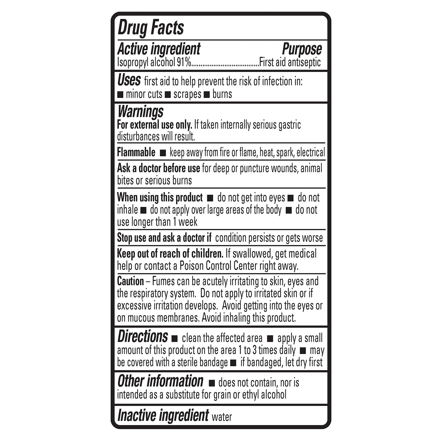 Gray Amazon Basics Isopropyl Alcohol 91% First Aid Antiseptic, Multipurpose Disinfectant for Minor Cuts and Scrapes, Unscented, 32 fl oz Bottle, Pack of 1 (Previously Solimo)