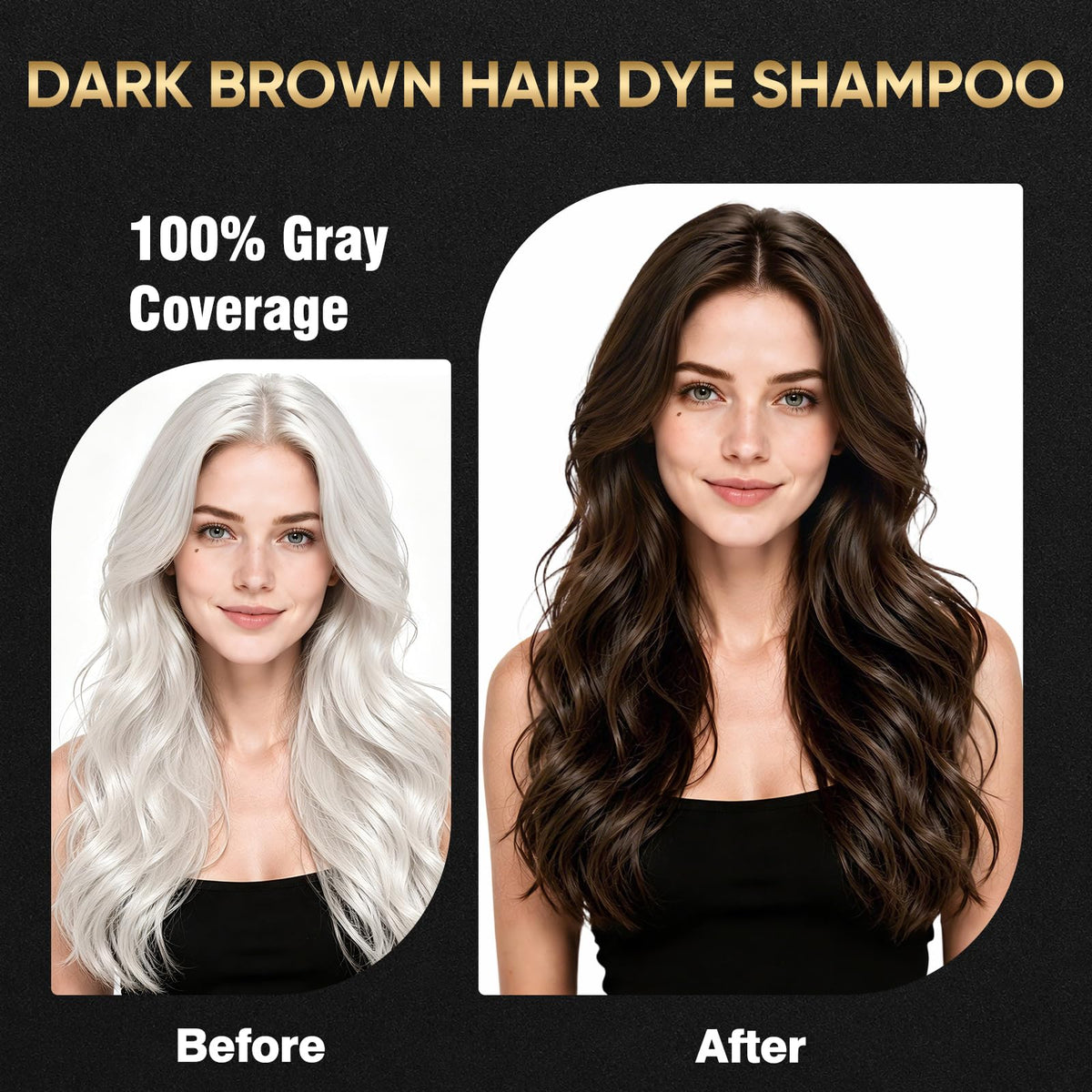 Black Dark Brown Hair Dye Shampoo 3 IN 1 for Gray Coverage with Ginseng