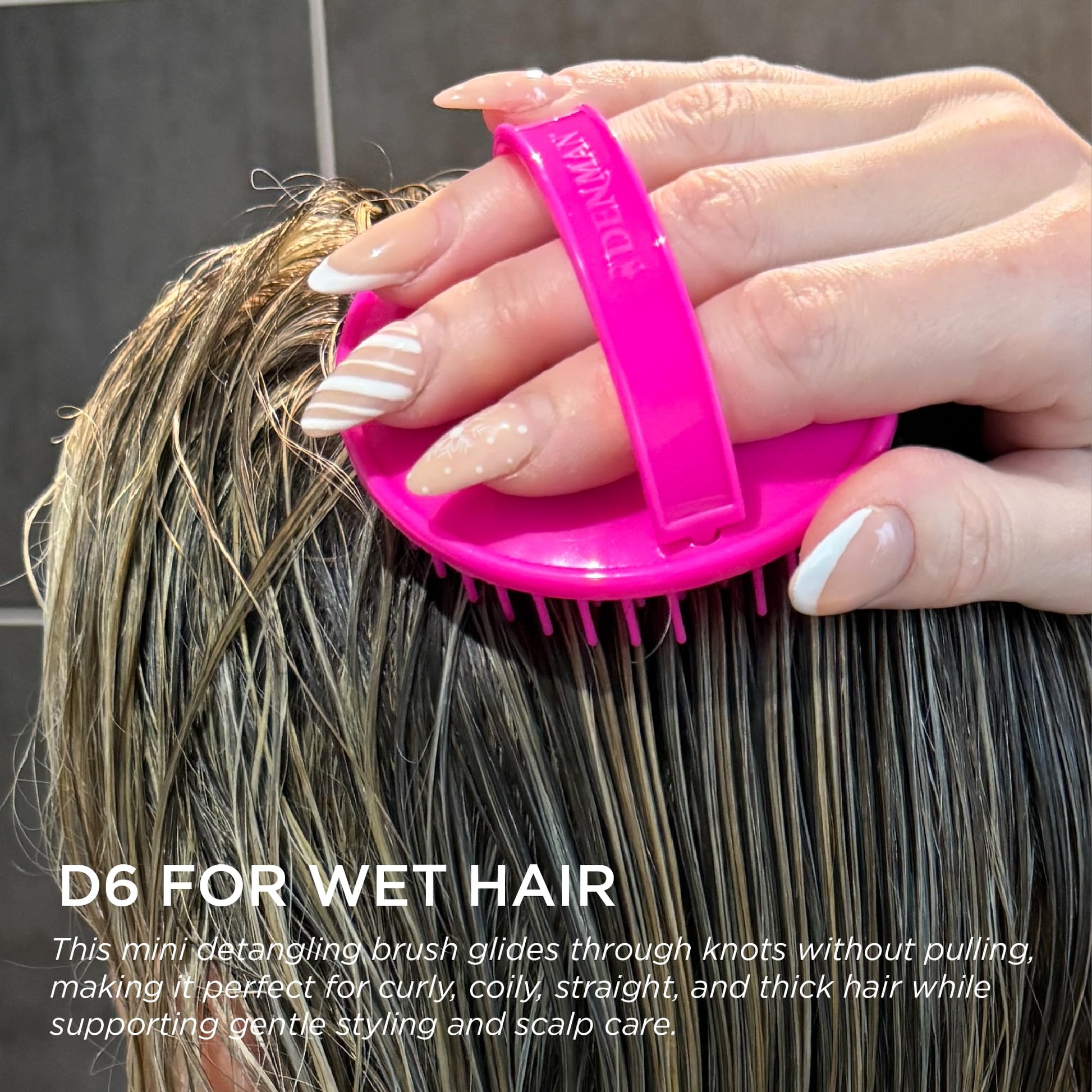 Dark Slate Gray Denman (Pink) Scalp Massager and Detangling Hair Brush for Thick or Thin Hair, Curly or Straight Hair - use in the Shower or Bath - Head and Beard Scrubber - For Women and Men, D6