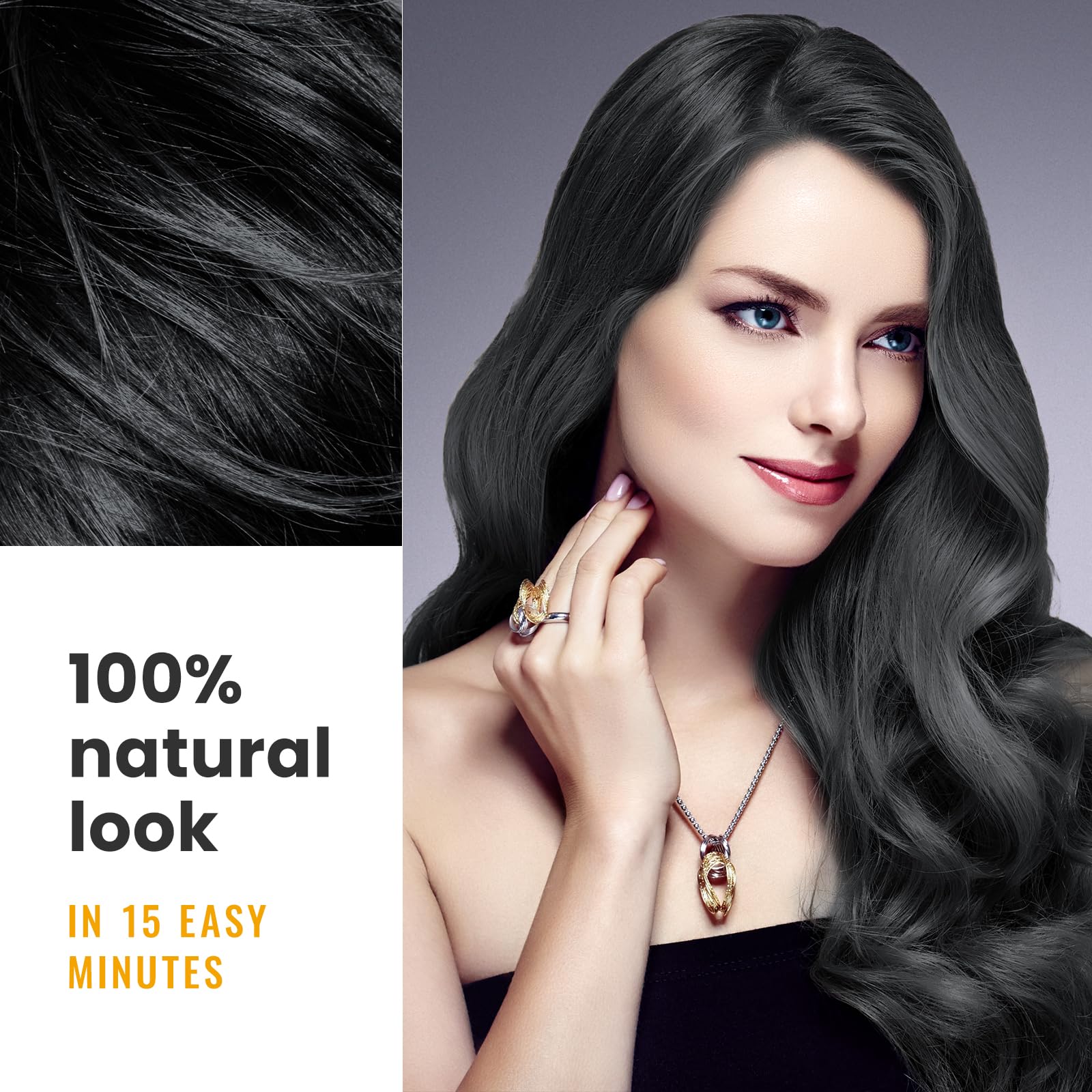 White Smoke KINGMING Black Hair Dye Shampoo 3 in 1 for Gray Hair, Hair Color Shampoo for Women Men Grey Hair Coverage, Herbal Ingredients Champu Con Tinte Para Canas 500ml (Black).